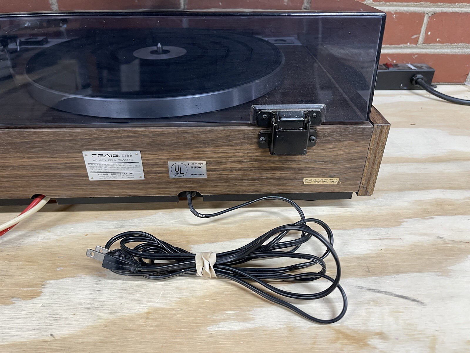 Craig 5102 Turntable Series 5000 – Vintage – Untested – AS IS