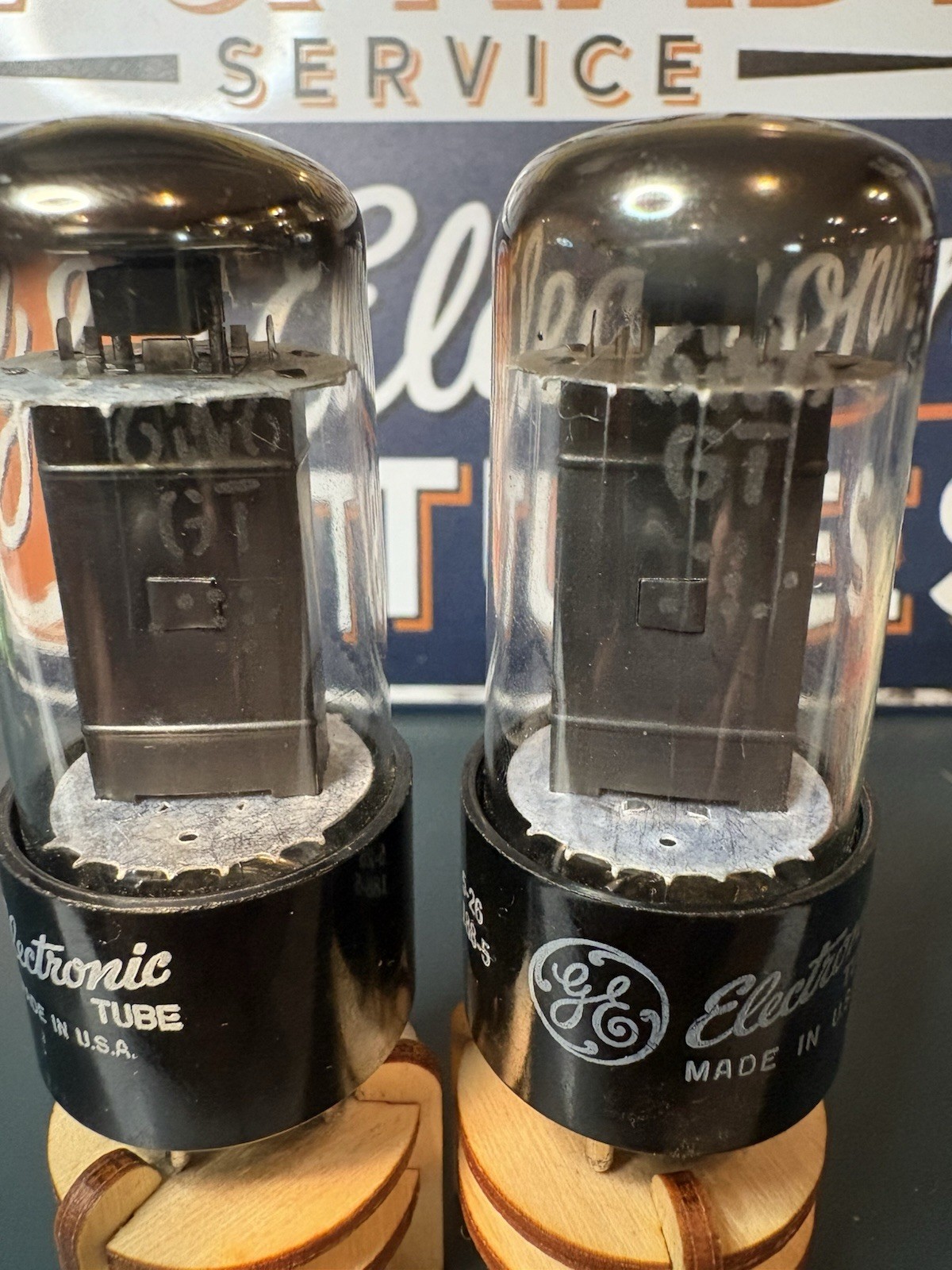 Matched Pair 1950s GE 6W6GT Black Plate Vacuum Tubes 539C Tested NOS NIB 🌊