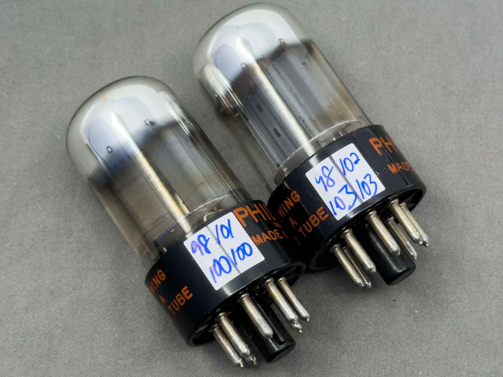 Matched Pair Sylvania Philco 6SN7GTB Black Plates Chrome Domes Tests NOS