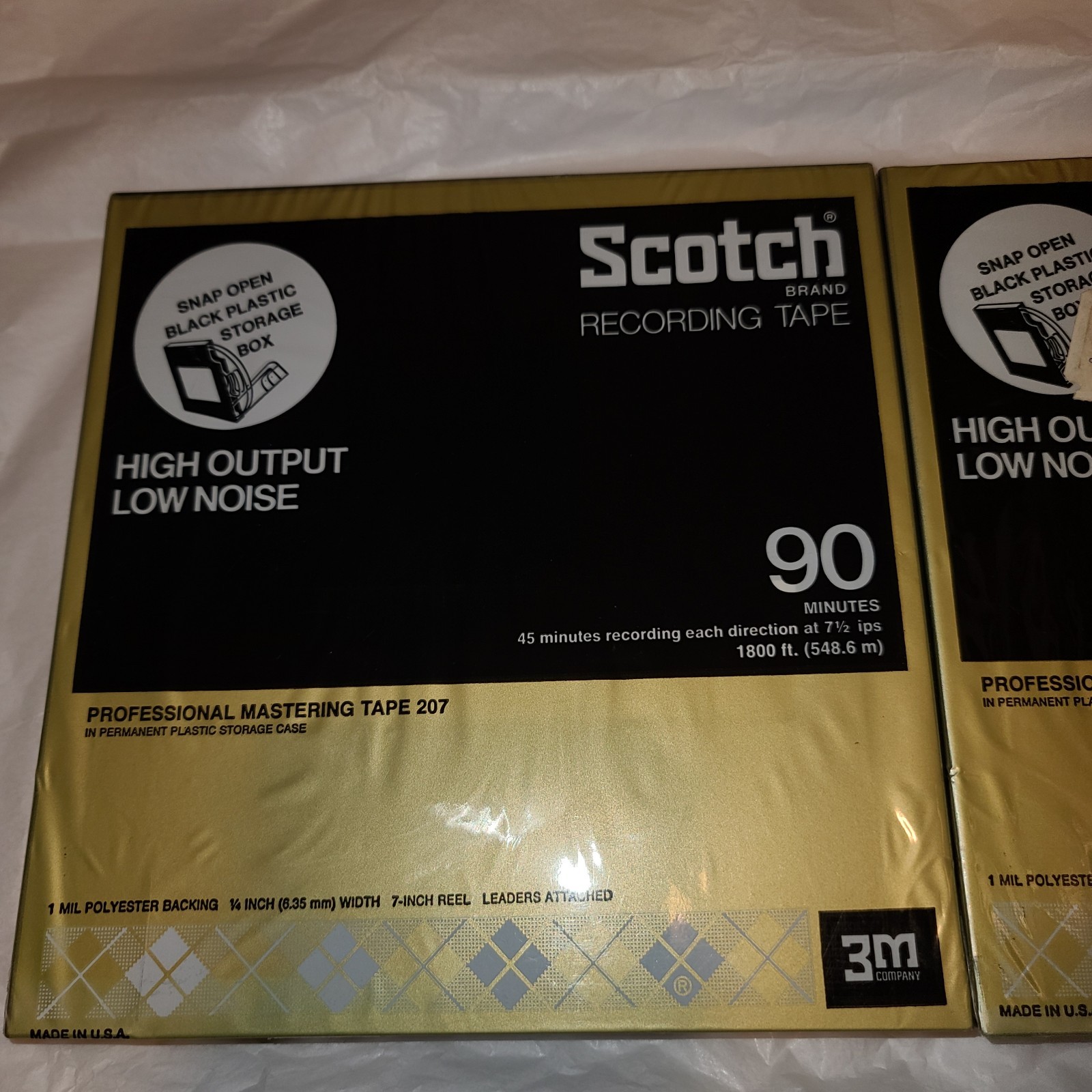 Scotch Recording Tape 207 Lot Of 2 Reels Professional 7″ Sealed Set Snap Open
