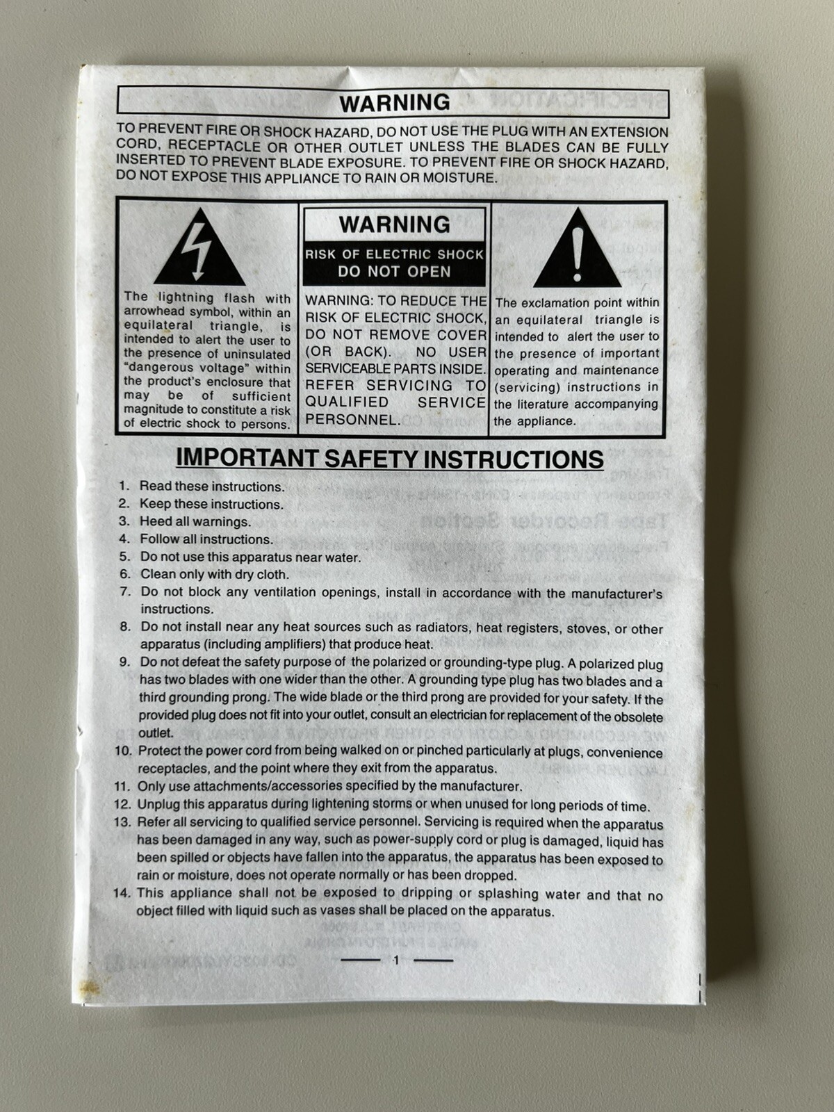 Lenoxx Sound CD Player AM/FM Cassette Recorder CD-102 Instructions Manual Guide