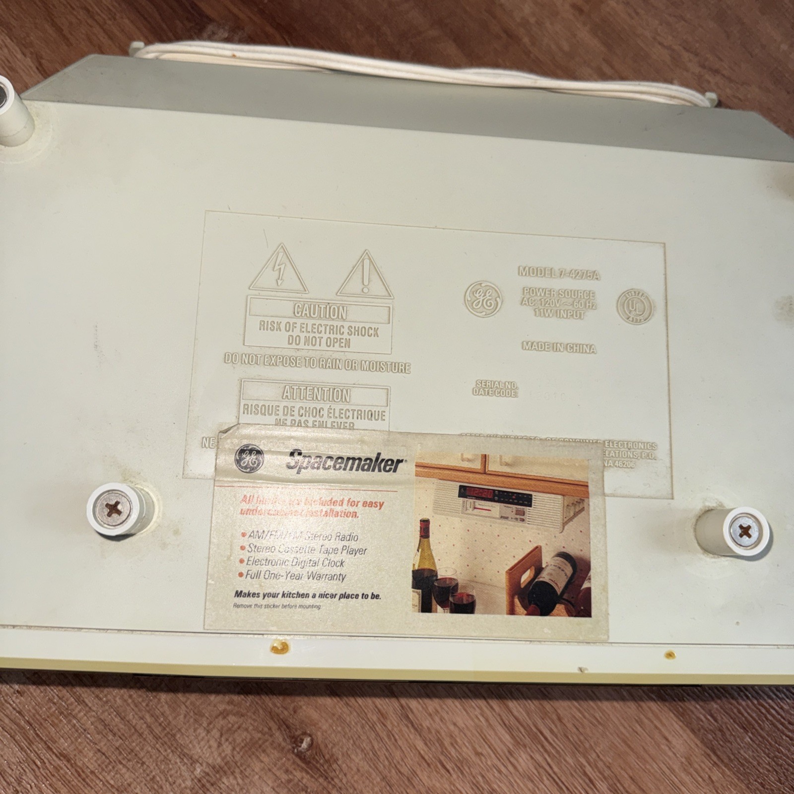 GE Spacemaker Vintage Radio/clock/tape Player – Model 7-4275A-tape NOT TESTED