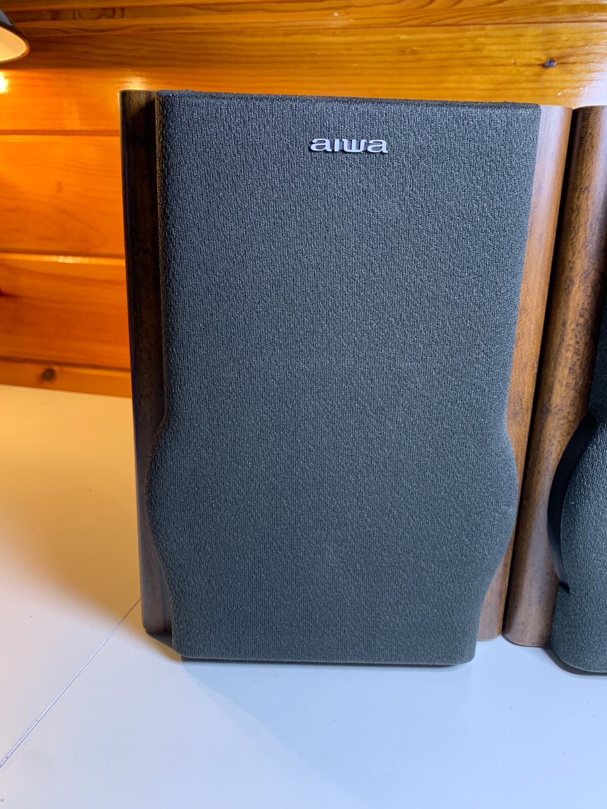 Vintage 1990s 90s AIWA Bookshelf Speakers SX-LM10 40 Watts 6 Ohms 2-Way Brown