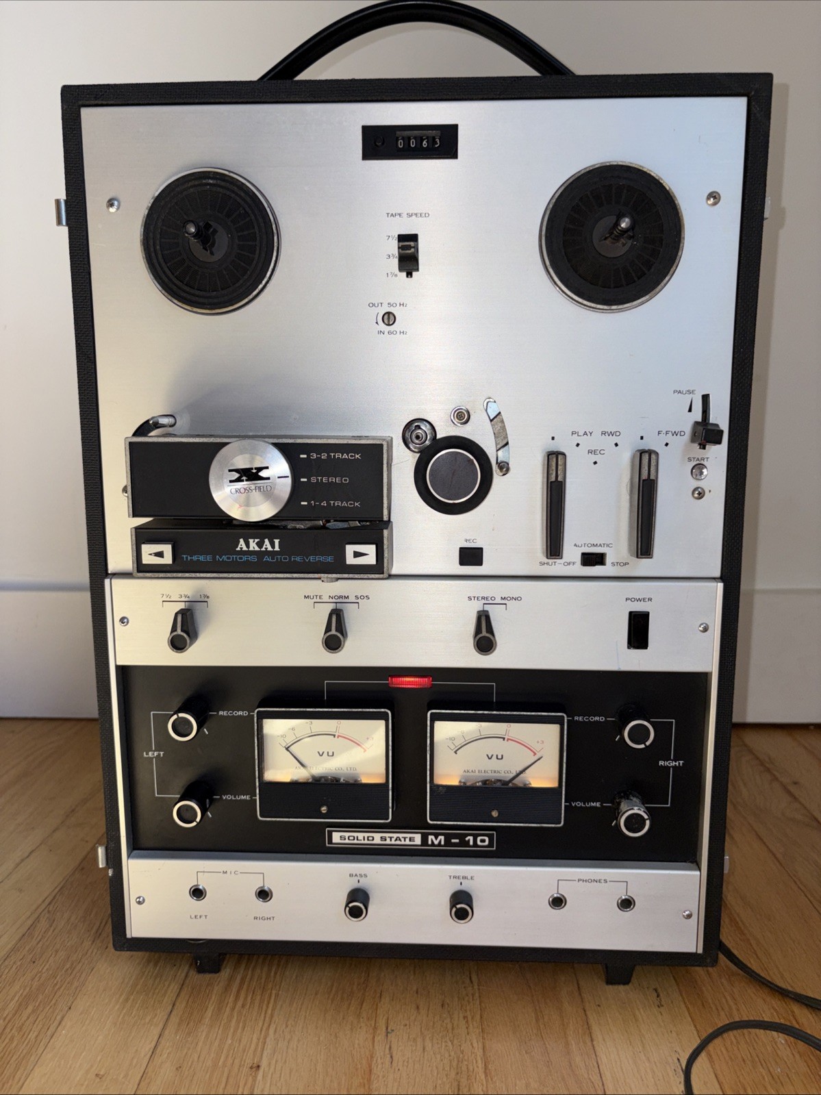 Akai M-10 Reel To Reel Tape Recorder Cross Field Auto Reverse 3 Partially Tested