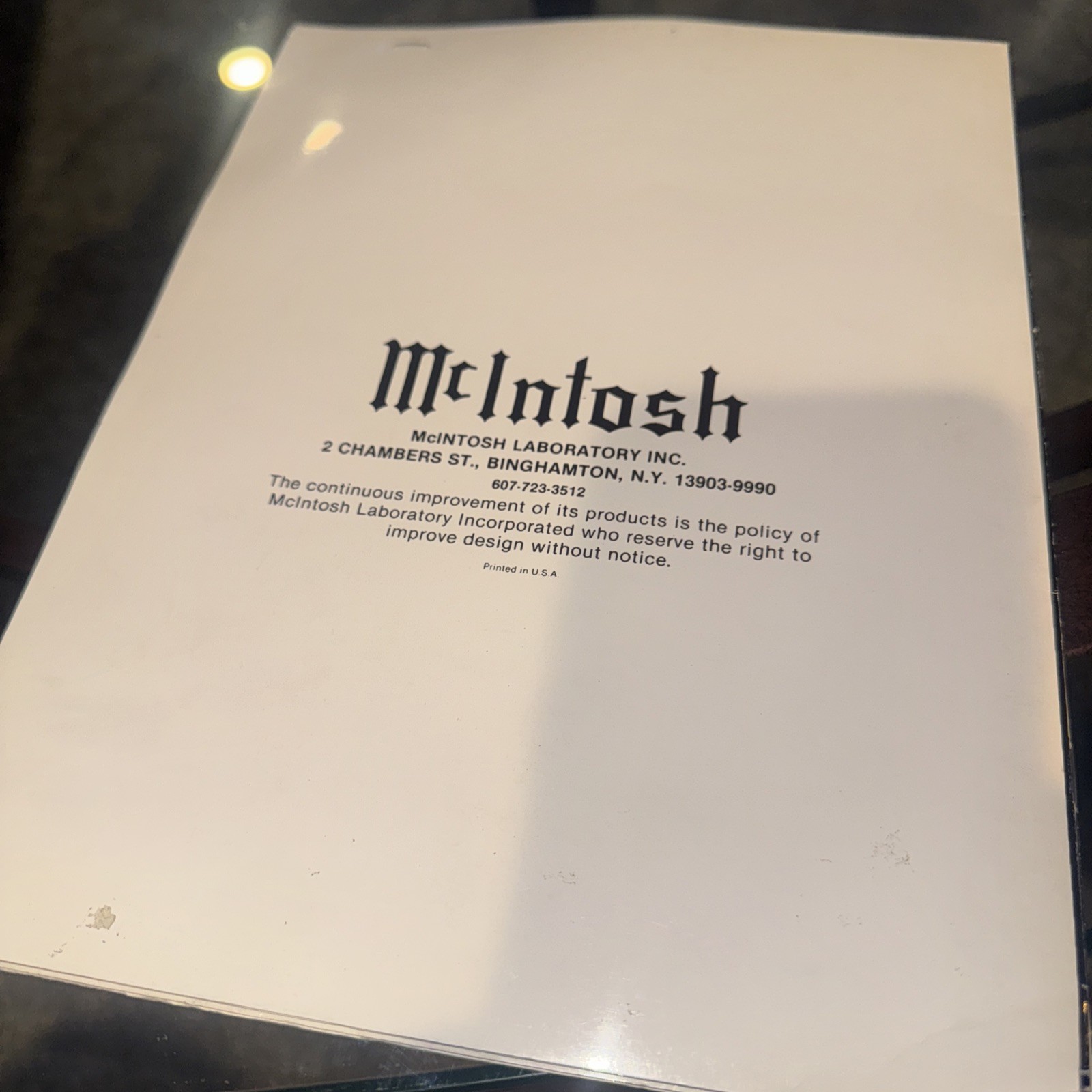 McIntosh XL 1 Compact Loudspeaker System Owners Manual *Original* Vintage