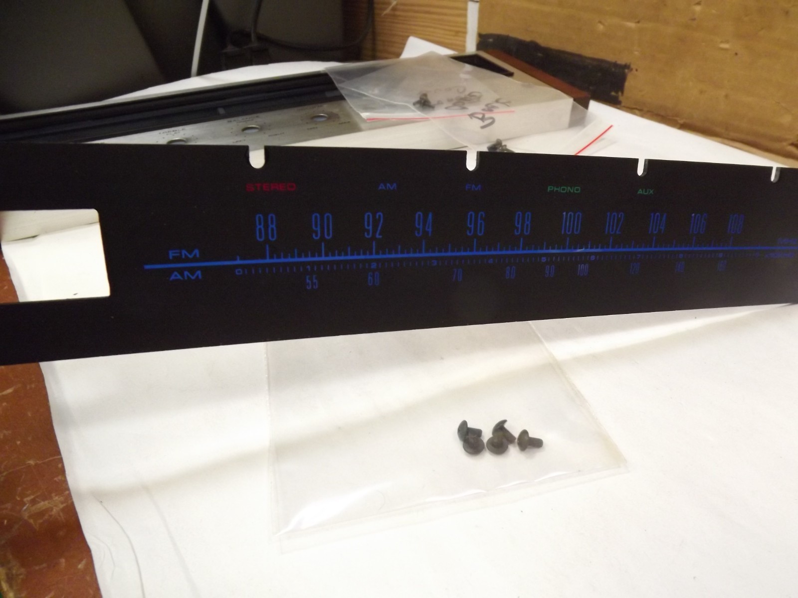 pioneer sx 525 receiver part Tuning scale w/ Top Screws