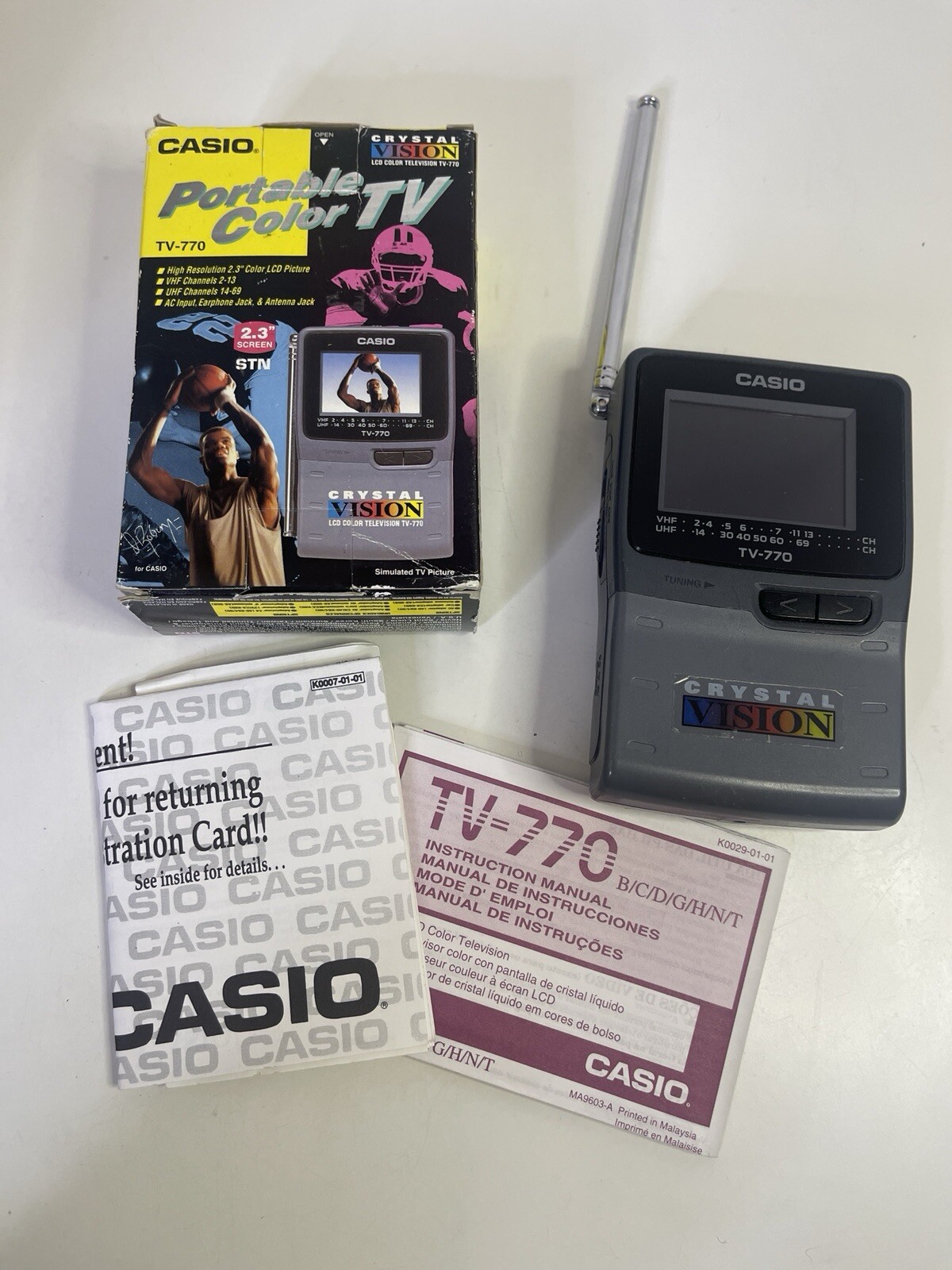 Casio Crystal Vision Handheld Color TV-770 Portable Television Vintage-F50
