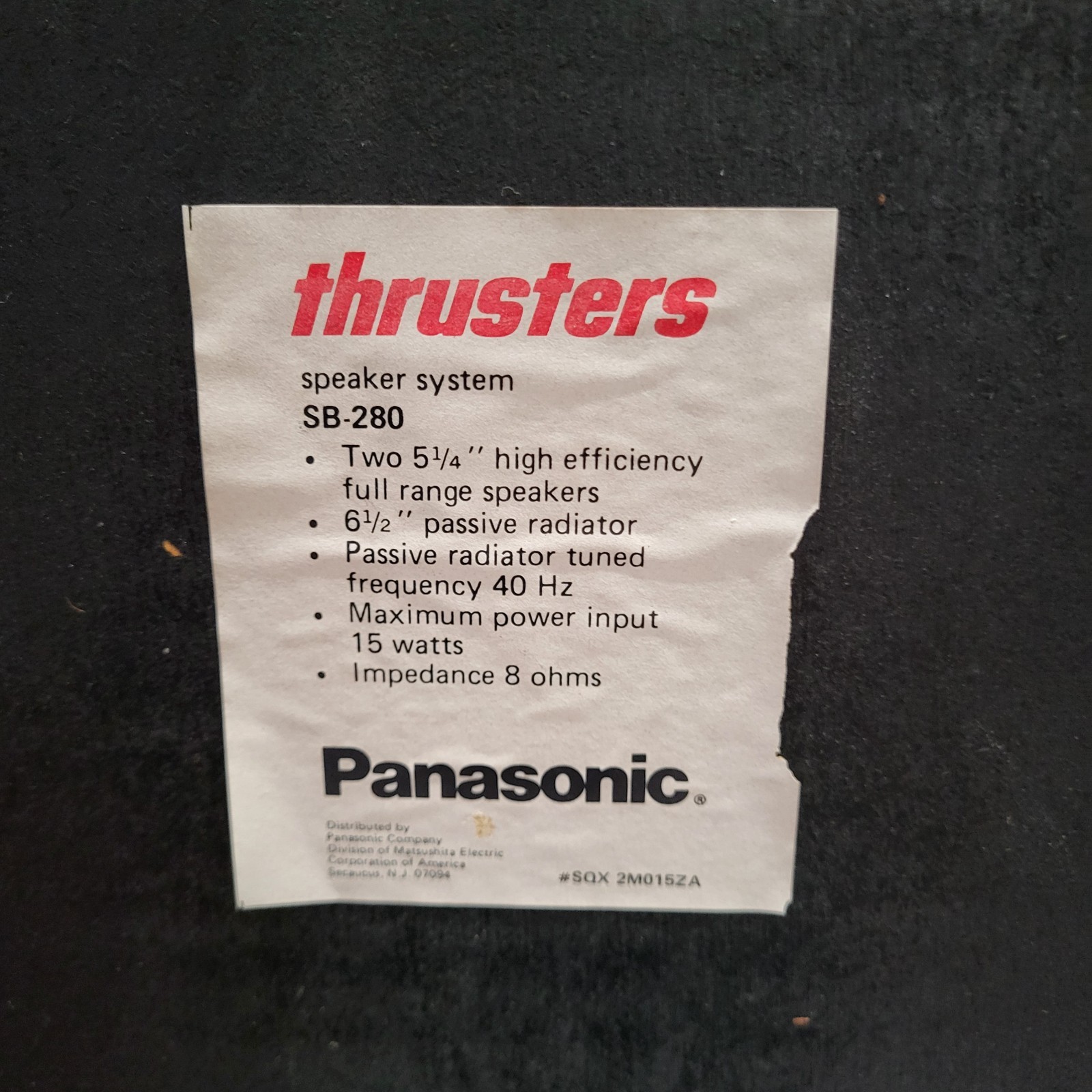 Panasonic THRUSTERS SB-280 Speaker System – Pair Vintage JAPAN – TESTED