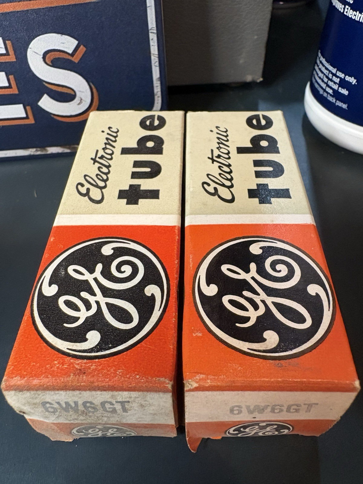 Matched Pair 1950s GE 6W6GT Black Plate Vacuum Tubes 539C Tested NOS NIB 🌊