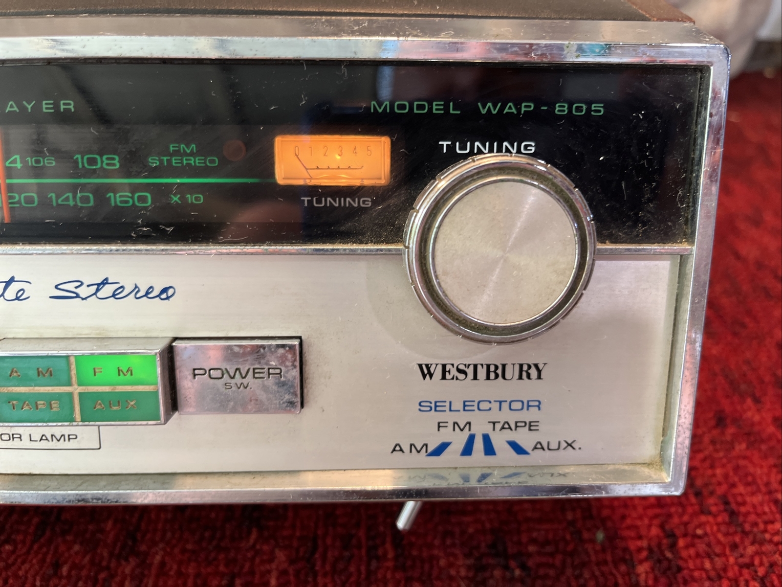 WESTBURY SOLID STATE STEREO EIGHT TRACK TAPE PLAYER WAP-805 AUDIO MUSIC VTG
