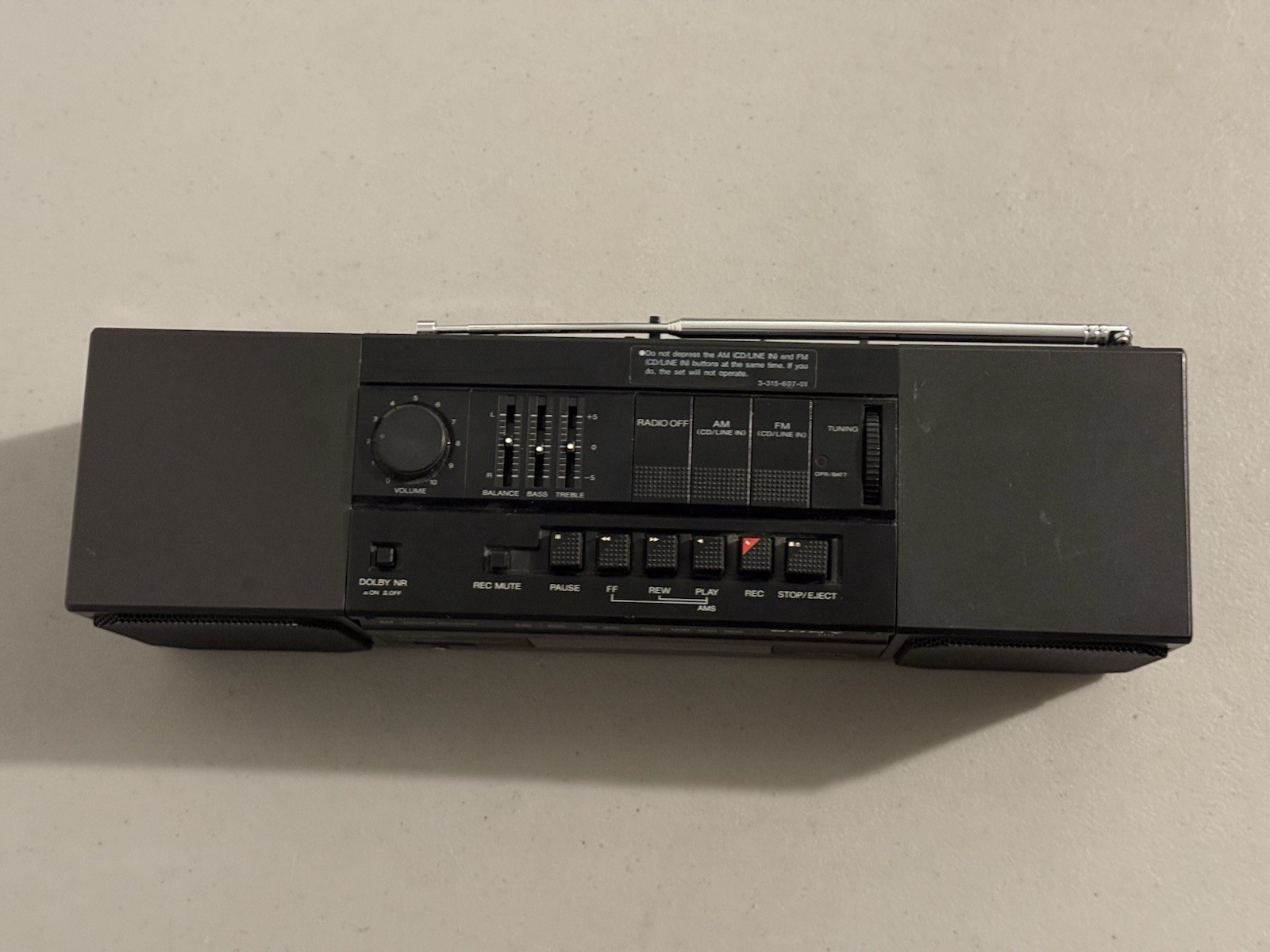 Vintage Sony AM FM Stereo Cassette-Corder 2 Bands Model ZX-7 “AS IS READ”