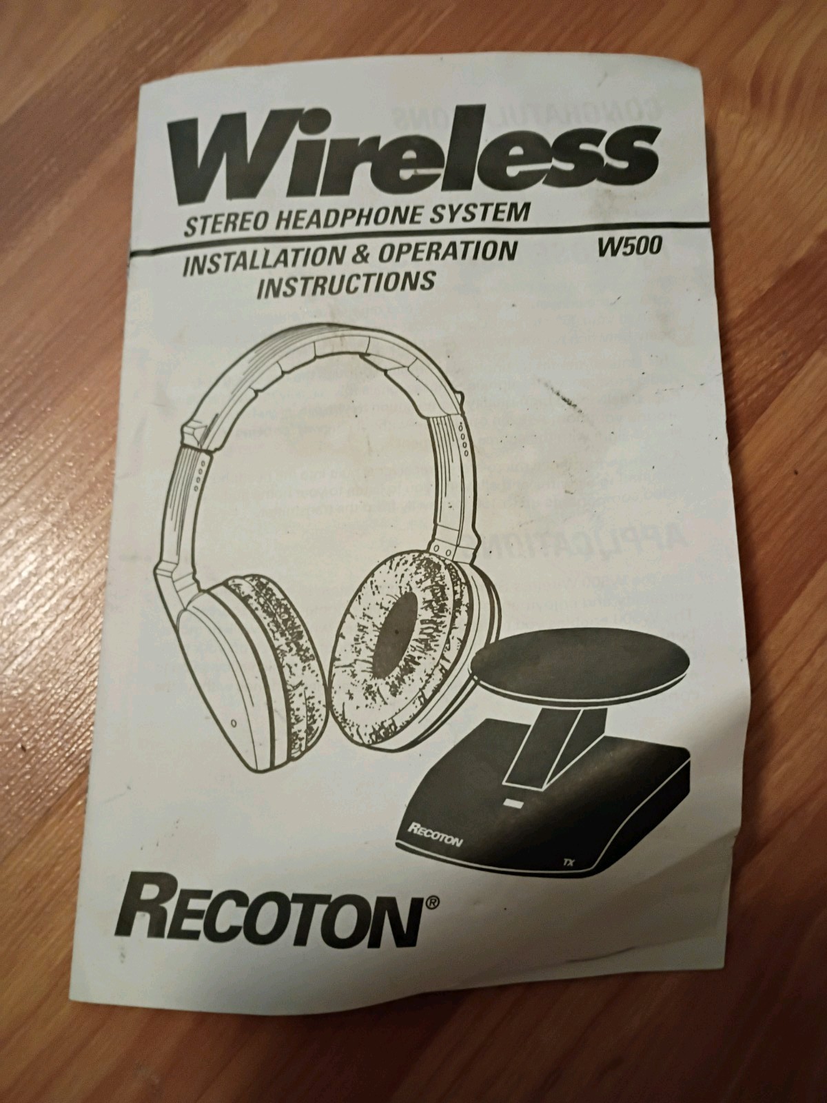Vintage 90s Recoton W500 Wireless Stereo Headphones W/ Charging Base & Box VTG
