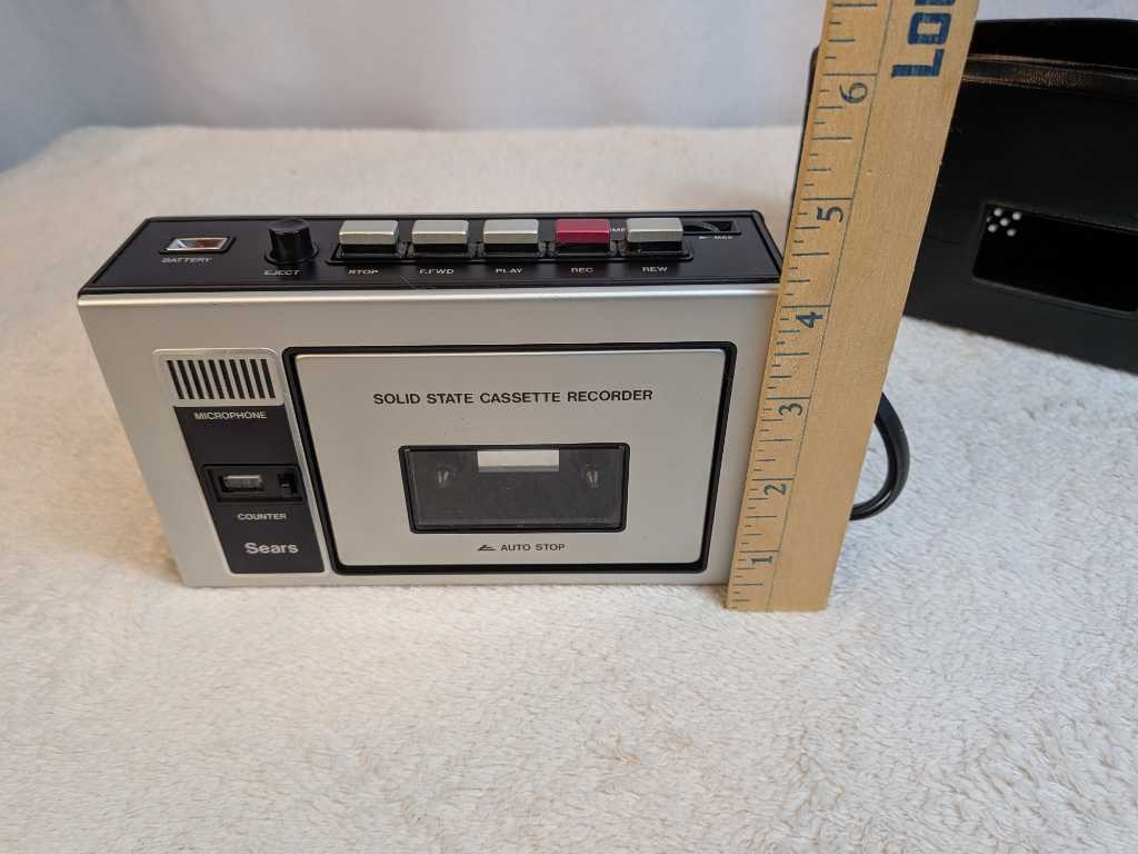Sears Solid State Cassette Recorder Auto Stop – Portable w/ Case