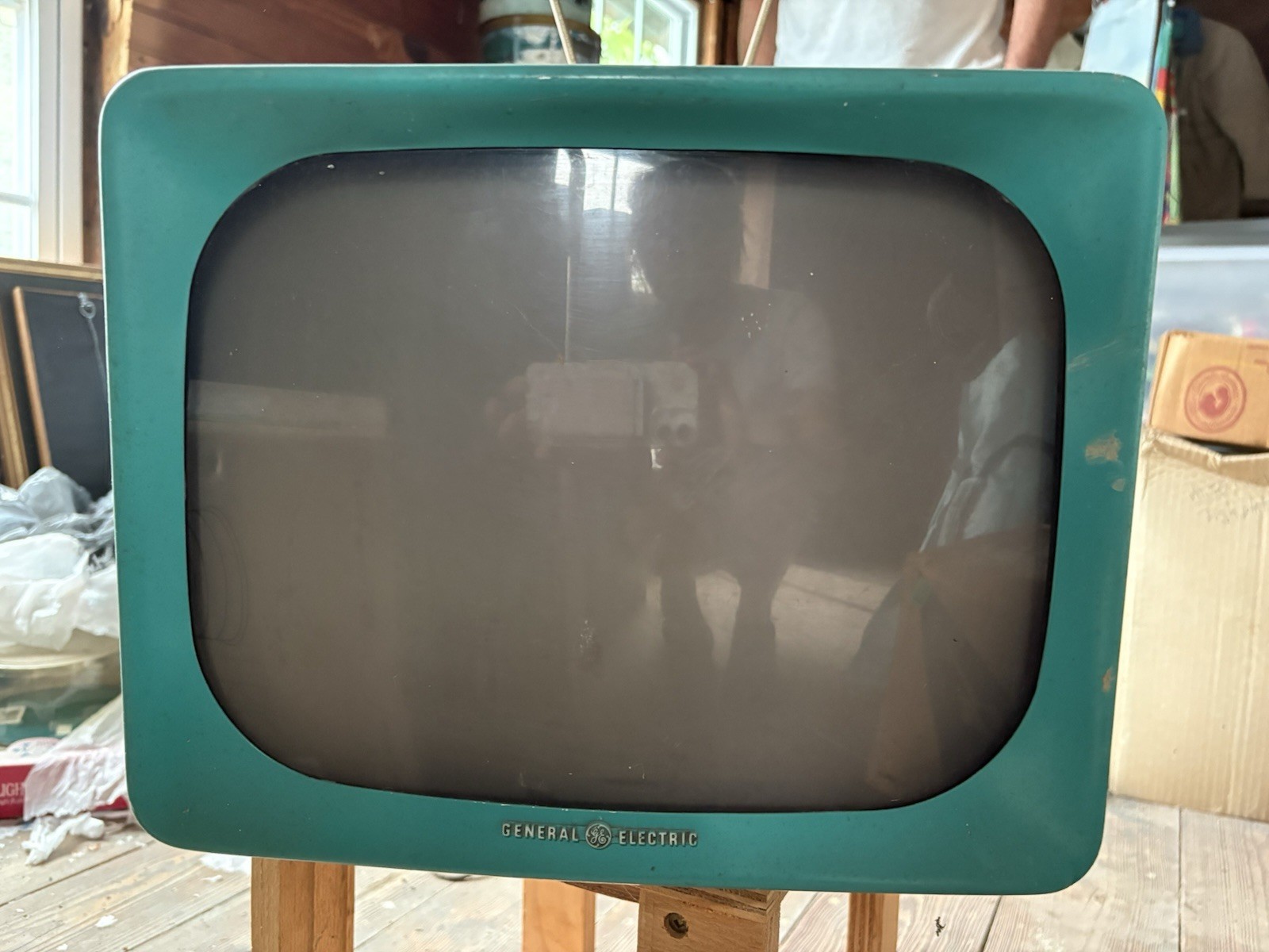 Vintage 1950s General Electric Portable Tube Tv Turquoise Mid Century Untested