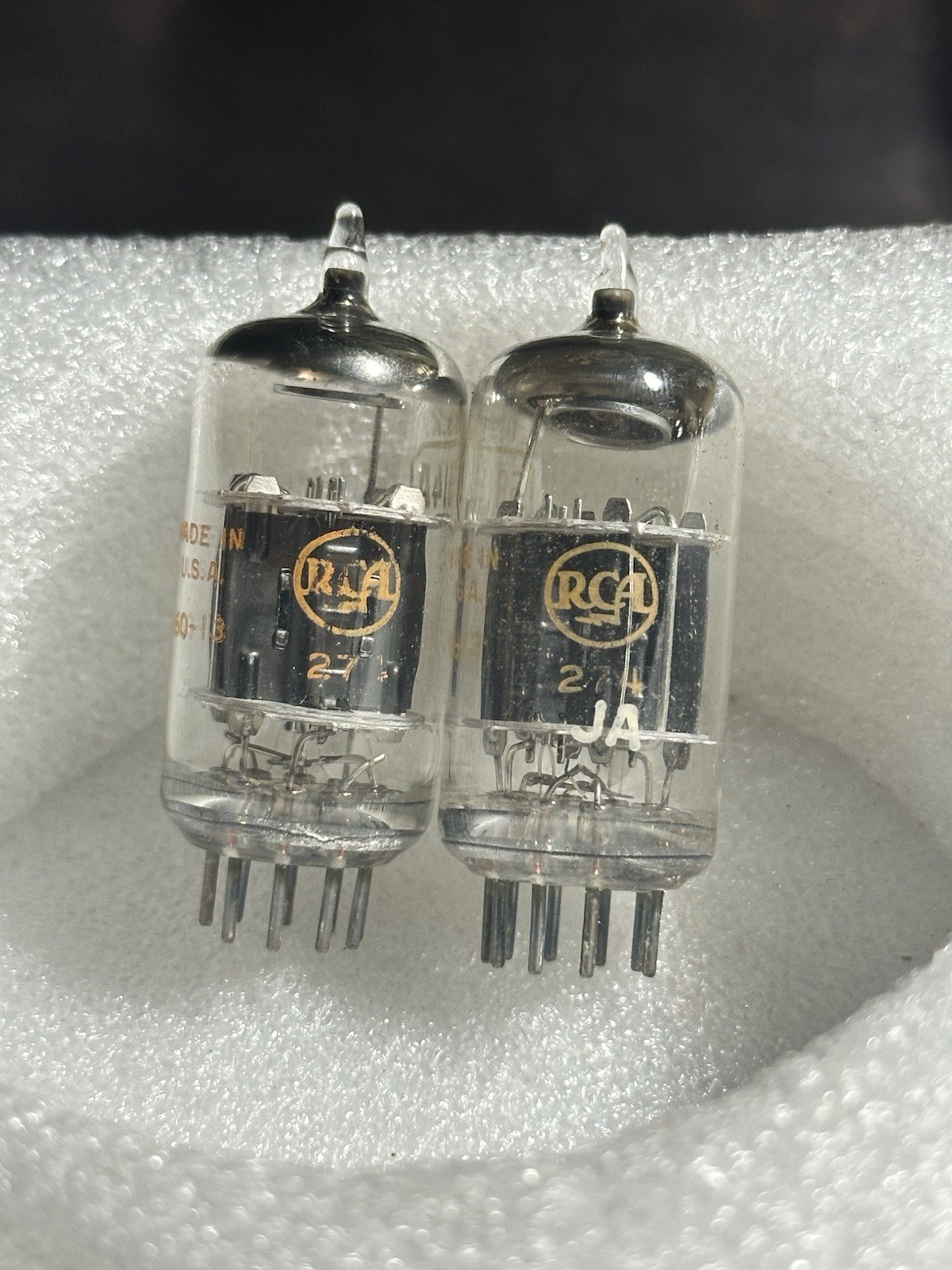 (2) MATCHING DATE CODE NOS RCA 5814 A Black Plate USAF Tubes ~ 1960 ~TEST STRONG