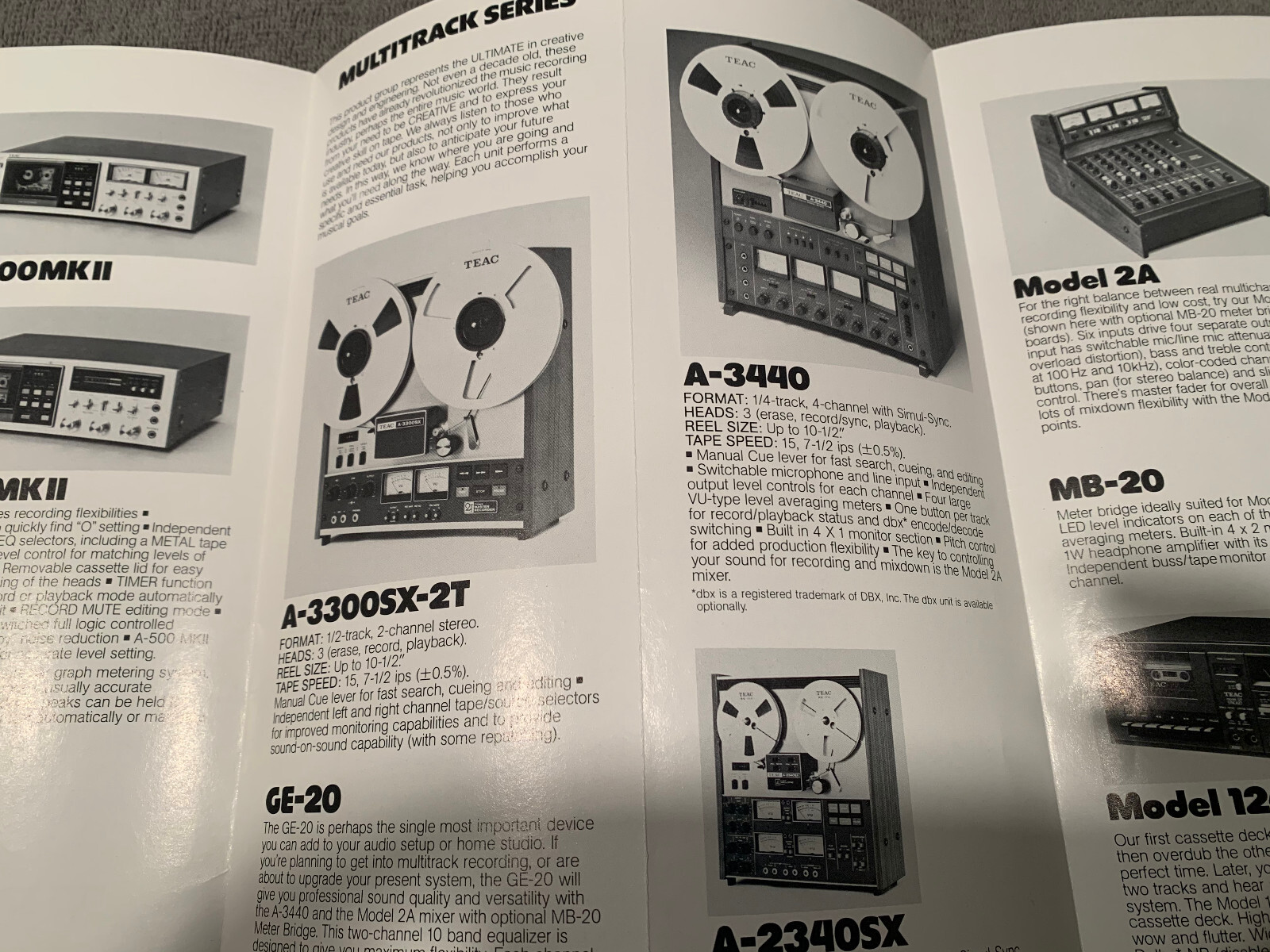 TEAC A-3440 3300SX Etc. Vintage Reel to Reel player Brochure