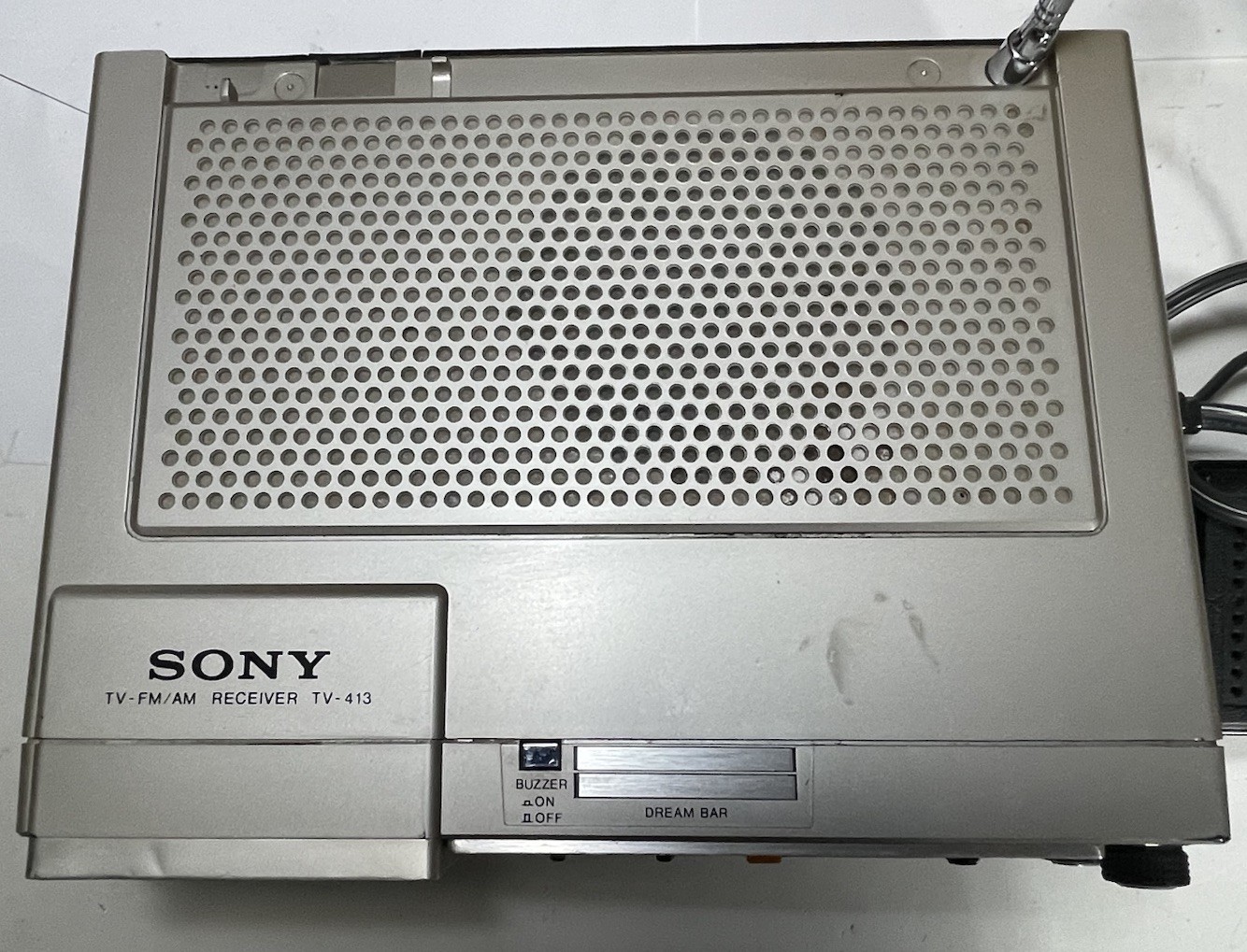 Vintage Sony TV 413 Mini Black & White FM/AM Television + Box & Power Supply