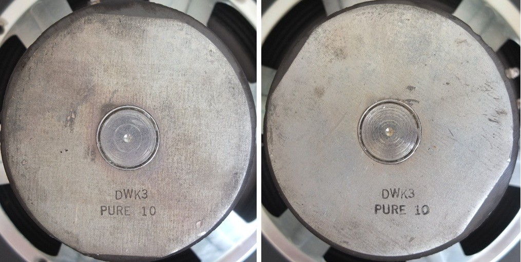 vintage pair 10″ full-range woofers marked DWK3 PURE 10, c.1975—very good cond