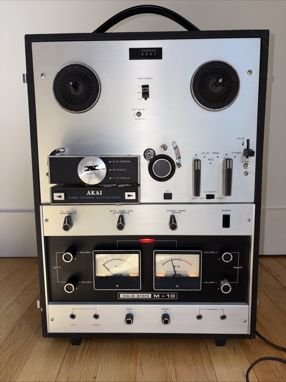 Akai M-10 Reel To Reel Tape Recorder Cross Field Auto Reverse 3 Partially Tested