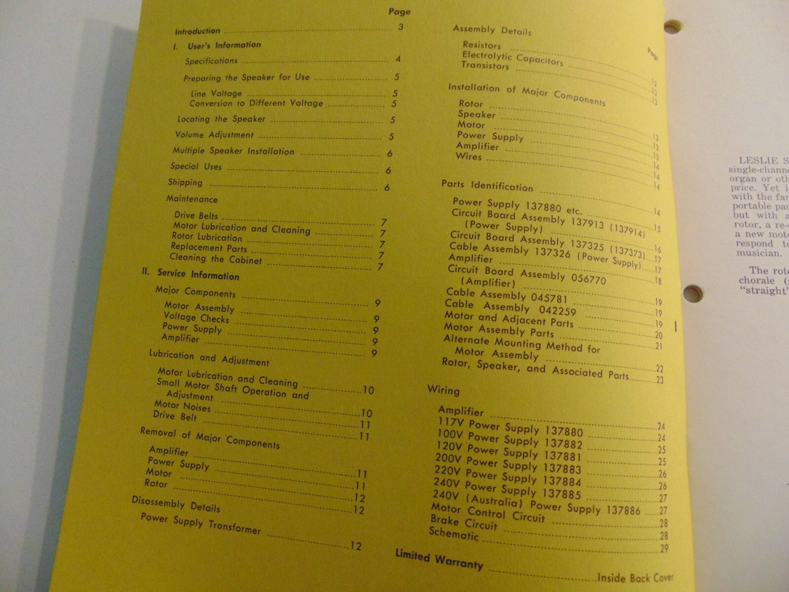 Leslie Speaker 820 Service Repair Shop Manual Schematics