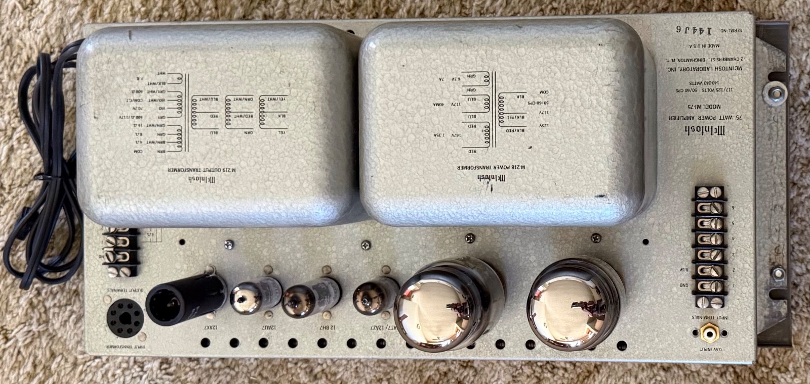 Pair McIntosh MI-75 Mono Tube Power Amplifiers, Consecutive serial #