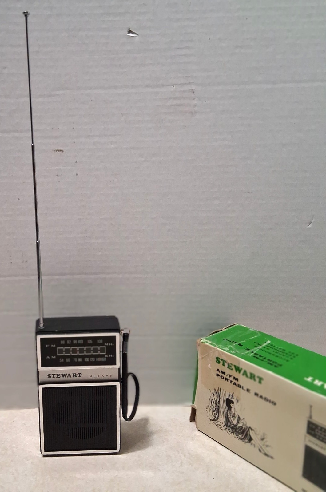 AM FM Portable Radio – Vintage Stewart – TR-1 – Tested – Complete in Retail Box