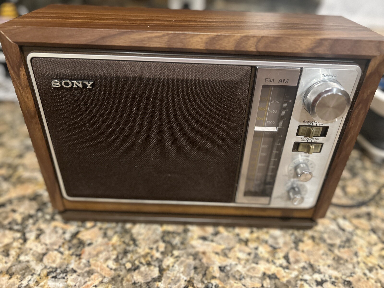 Vintage Sony 2 Band Radio ICF-9740W FM/AM Simulated Wood Grain Cabinet MCM VIDEO