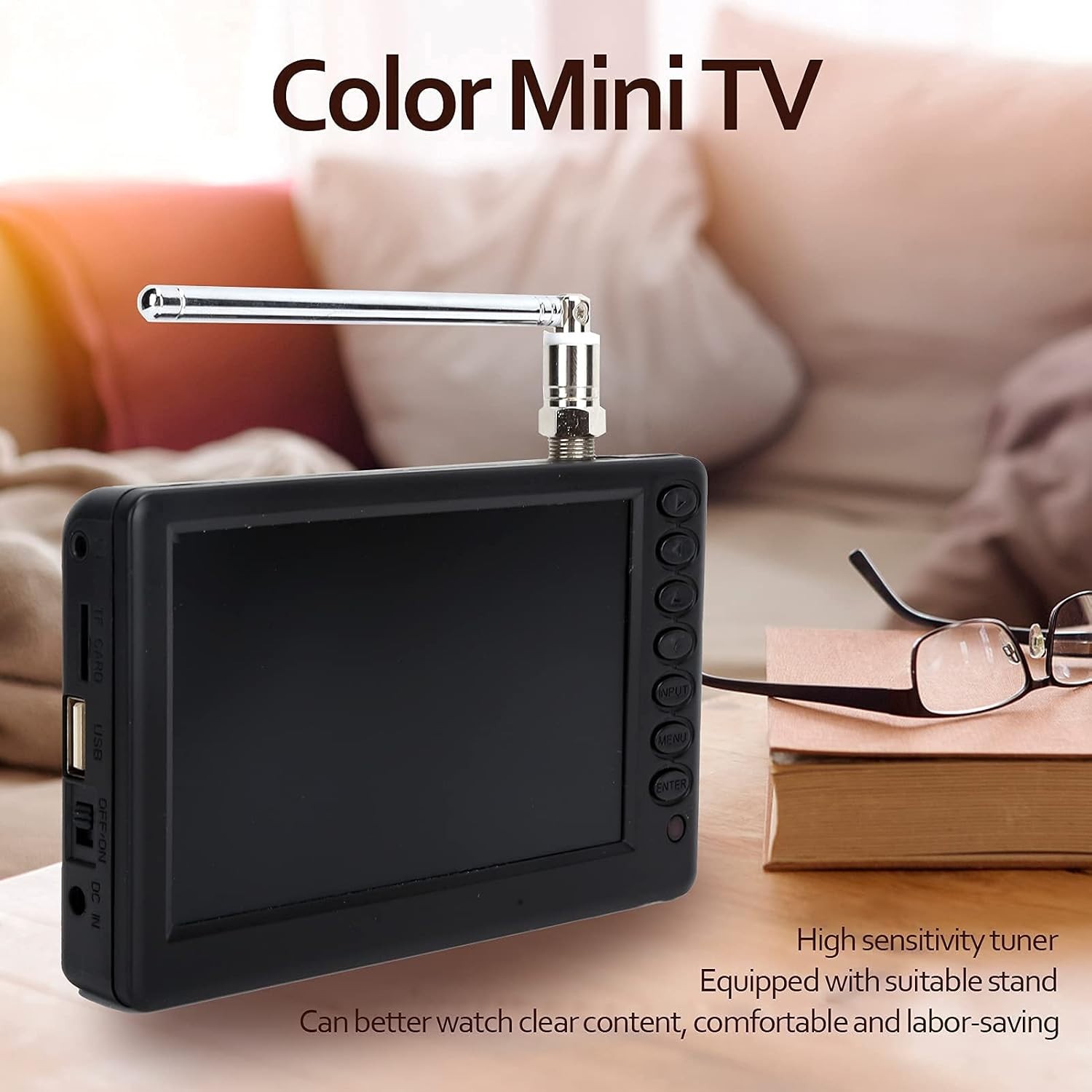 5” Portable Mini Digital TV, 1080P 2 in 1 with FM Radio, Rechargeable Batter…