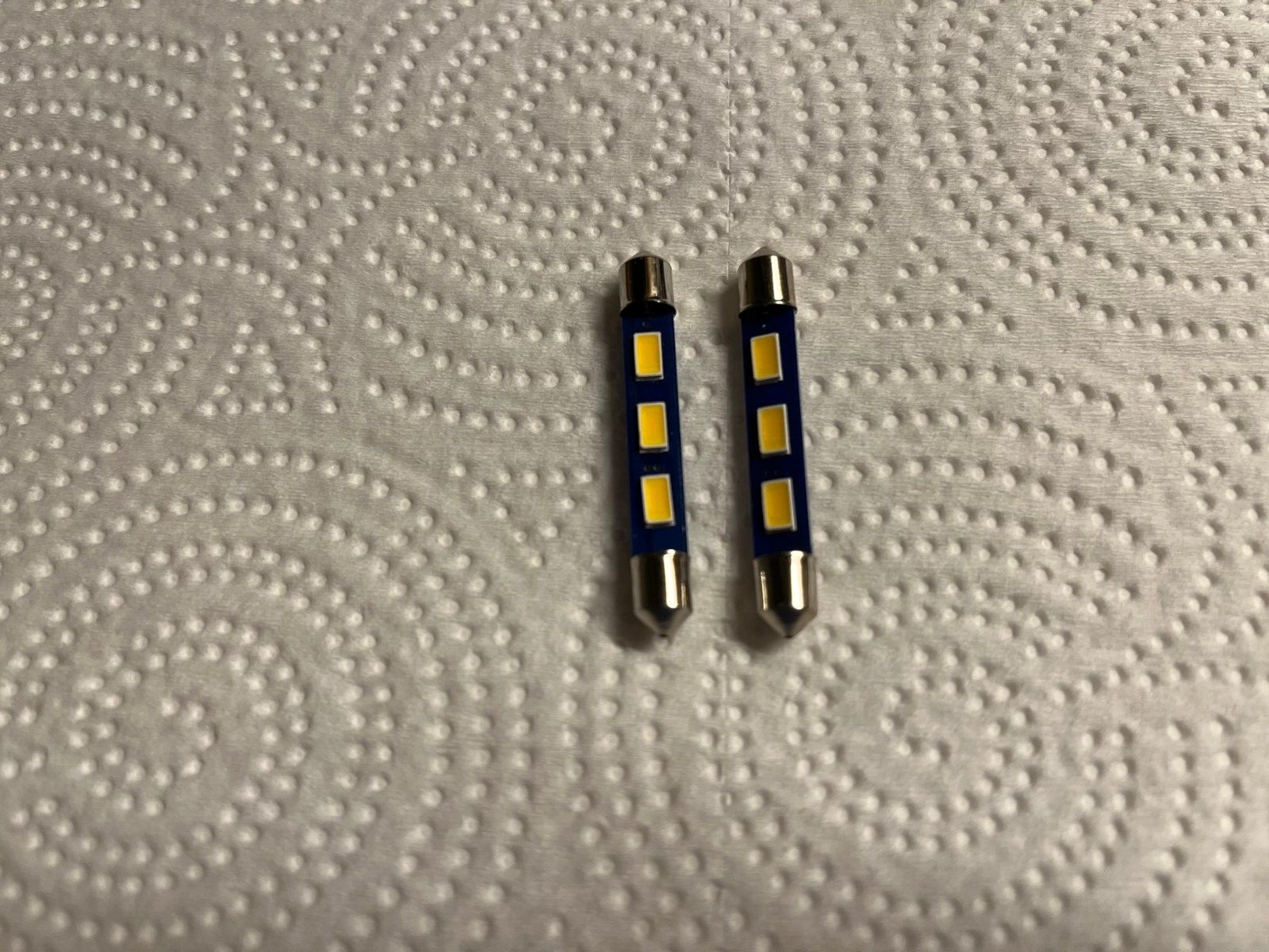 (2)WARM WHITE 43MM-6.3V-LED FESTOON LAMP/ MX112-MX113-MX114- McIntosh DIAL Bulbs