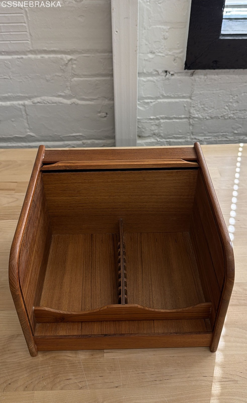A.L.S. Industries Wood Tambour Roll Top Cassette Tape Storage Cabinet Vintage