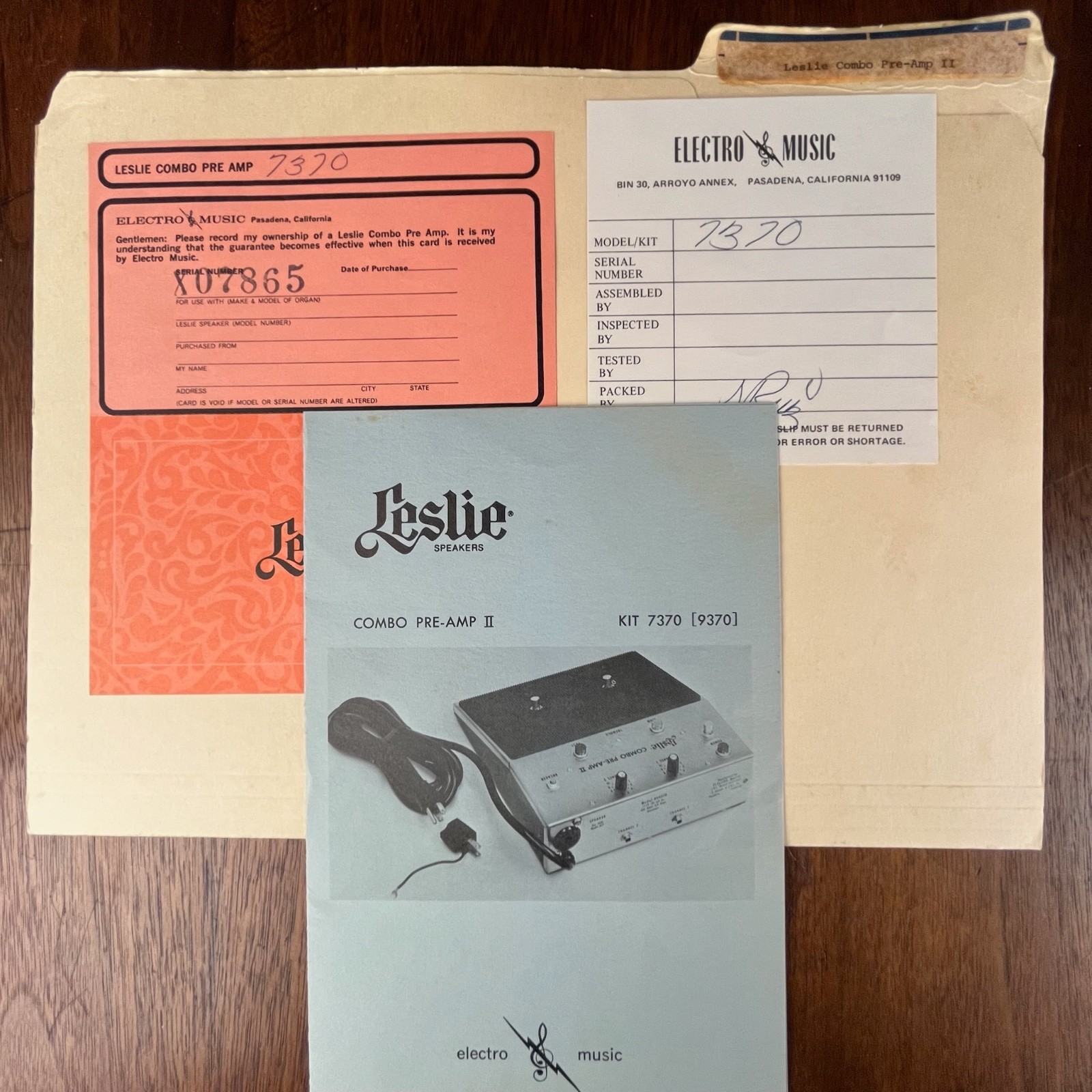 VINTAGE 1970’S LESLIE COMBO PRE-AMP II INSTALLATION INSTRUCTIONS