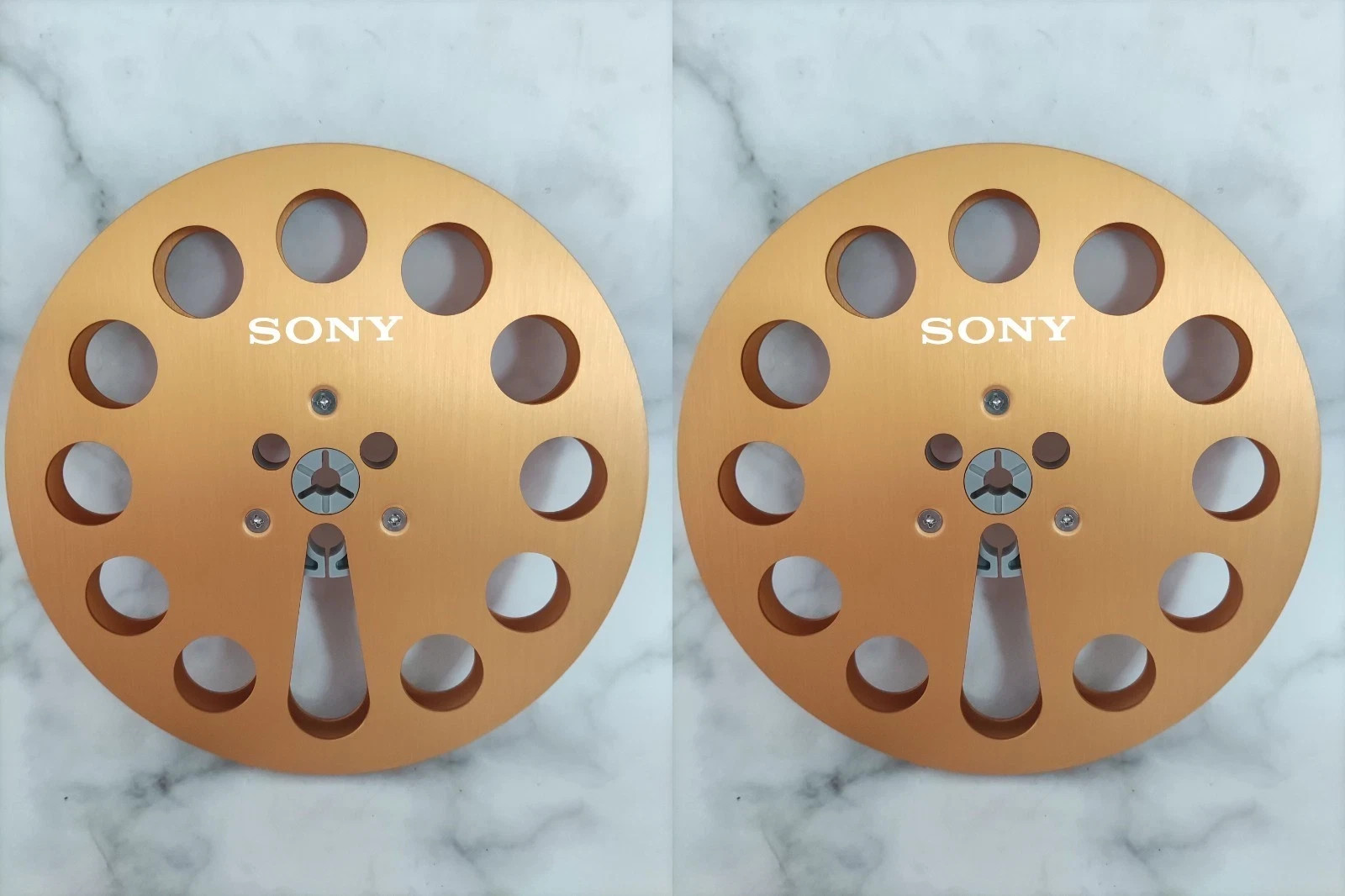 One pair gold TAPE REEL Sony 7″ inch Light Metal Aluminum Take Up Reel