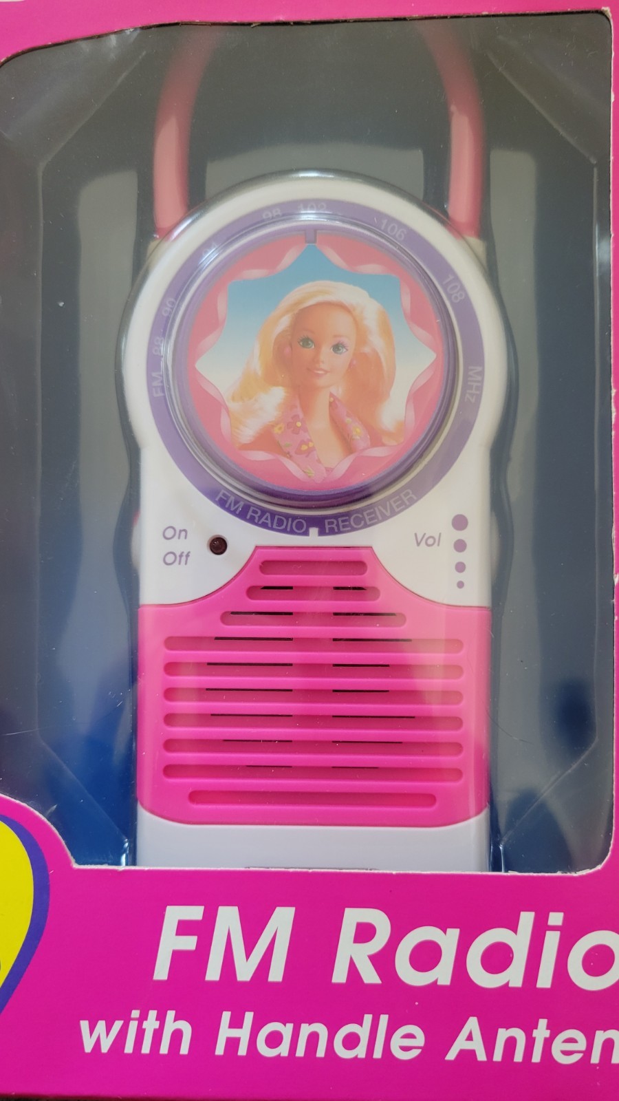 Vintage 1996 Pink Box Barbie Portable FM Radio with Handle Antenna NRFB NEW