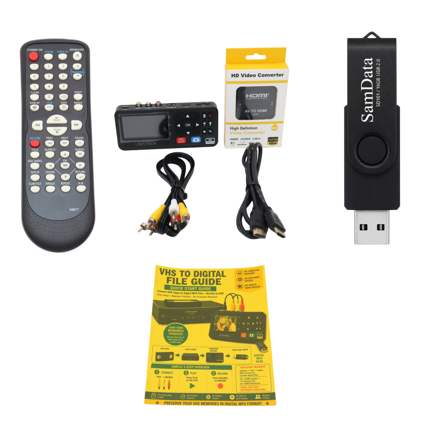 Magnavox DVD VCR VHS to Digital Converter Bundle VHS to MP4 Recorder AV to HDMI
