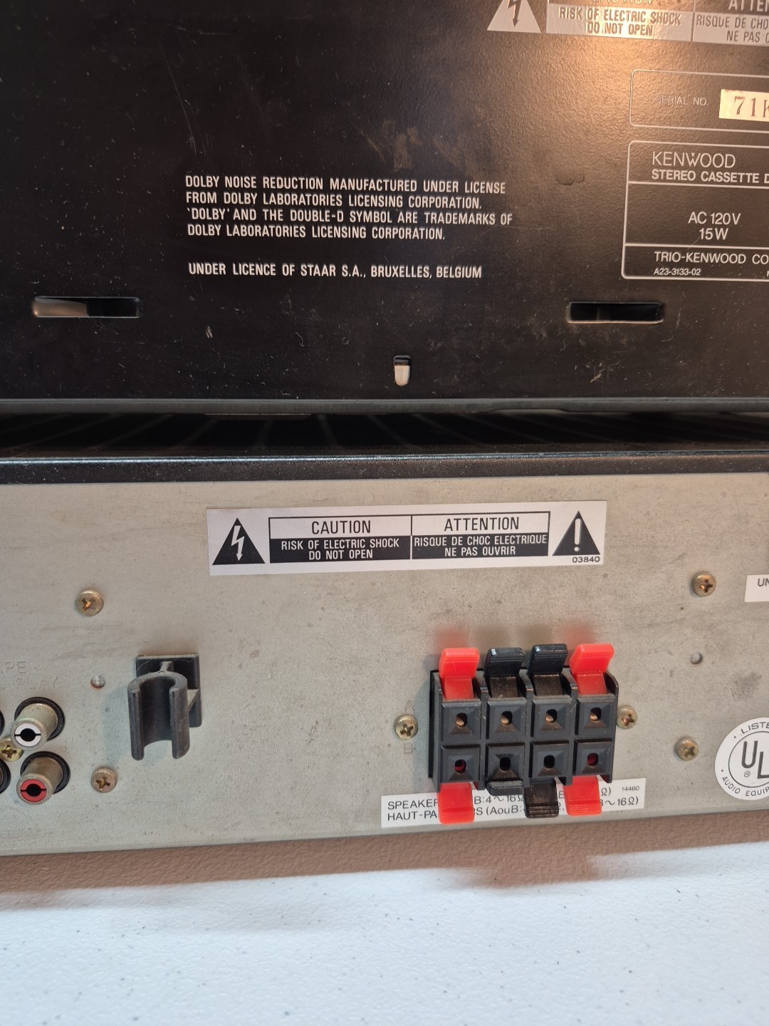 Kenwood Receiver KR-A10 And Stereo Cassette Deck KX-45C Power Up Not Tested AsIs