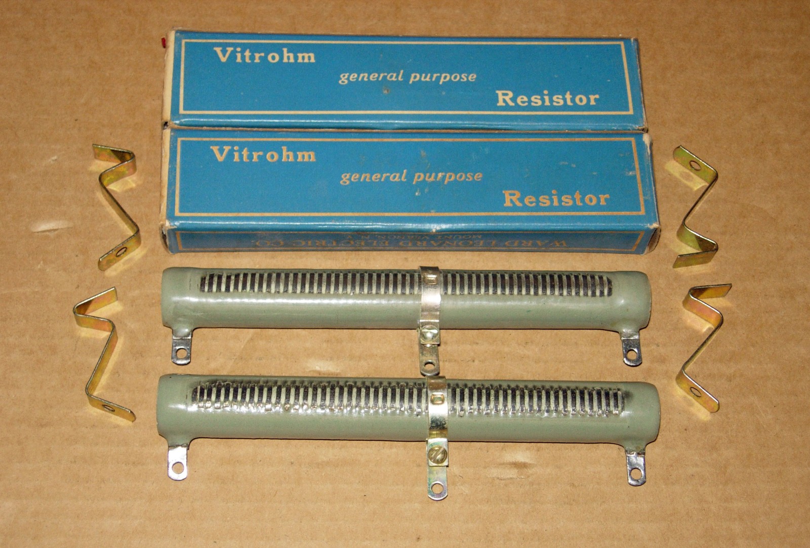 TWO WARD LEONARD-15 OHM 80 WATT ADJUSTABLE RESISTORS-TUBE AMPLIFIER DUMMY LOADS