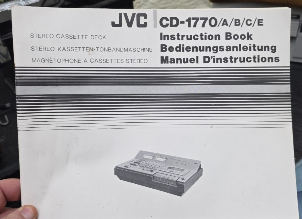 JVC CD-1770 Top Loading Stereo Cassette Deck w/ Noise Reduction ANRS