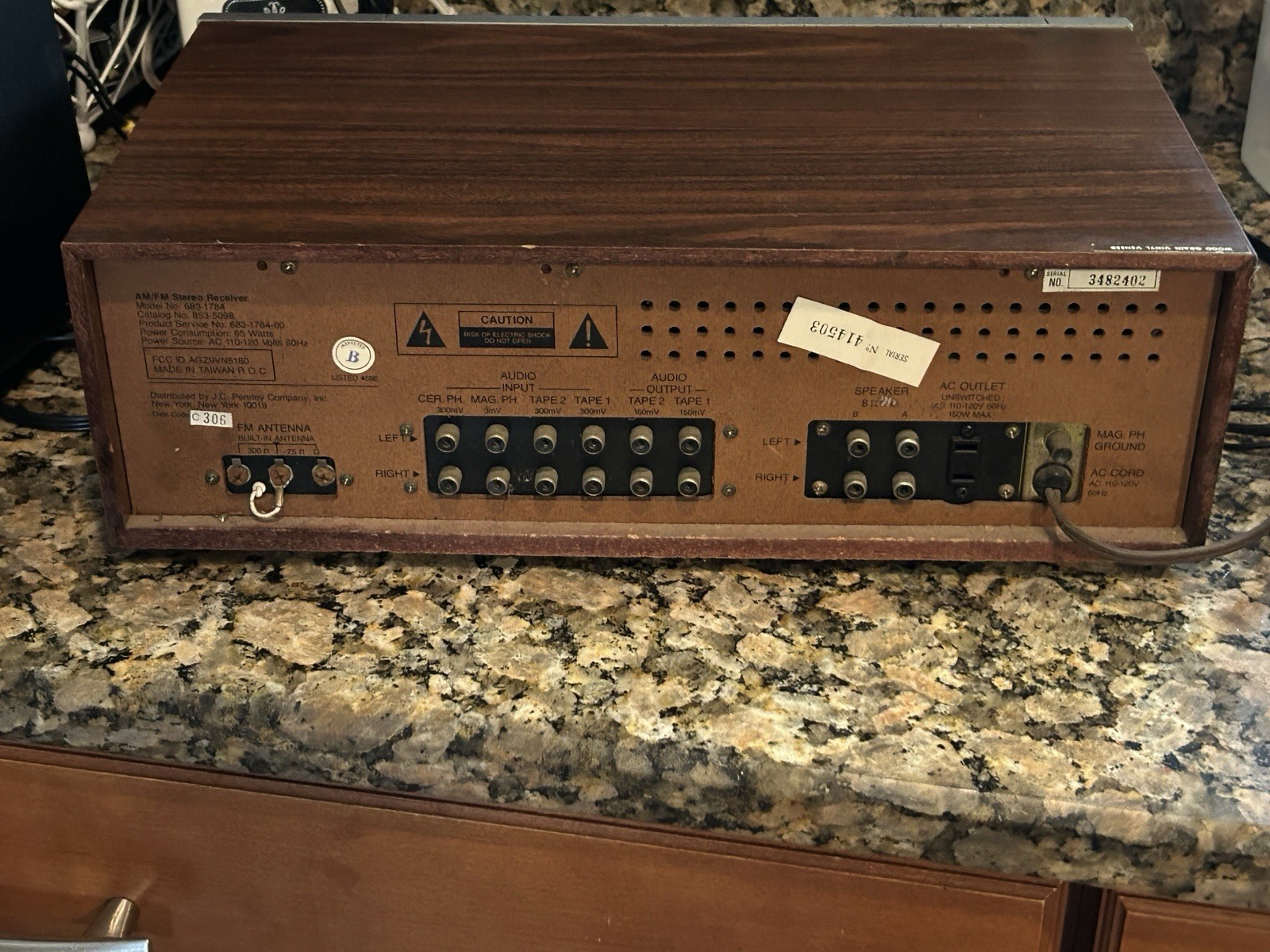 Vintage JC Penney Stereo Receiver Walnut Woodgrain Retro 683-1784 VIDEO