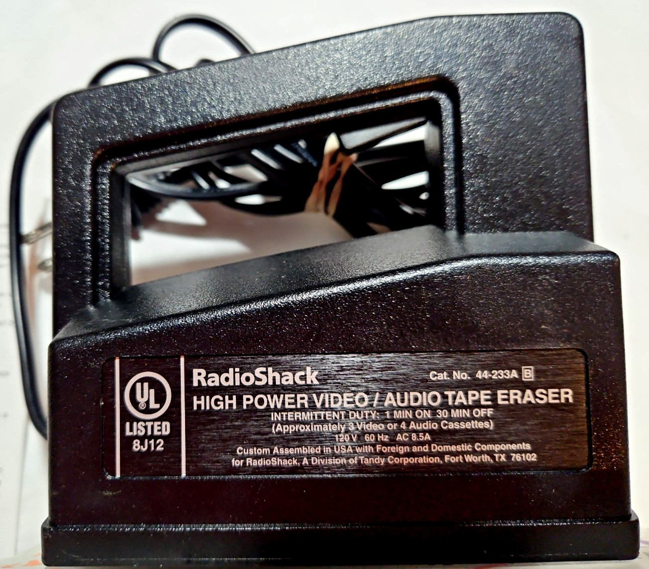 Radio Shack High Power Video/Audio Tape Eraser Model 44-233A Assembled In U.S.A.