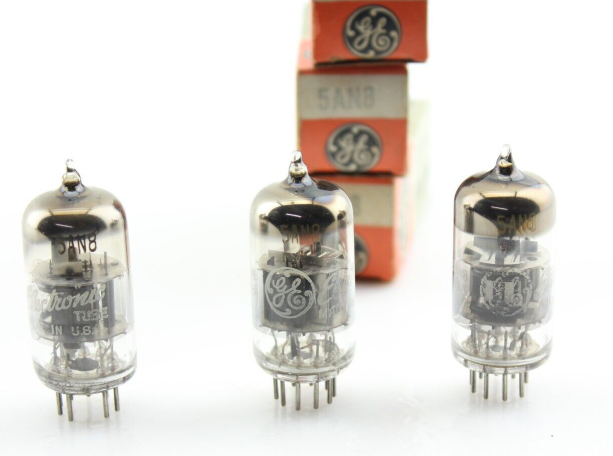 New NOS Tubes Qty 3 GE 5AN8 Matched Tri & 1958 Date Codes O Getter Made in USA