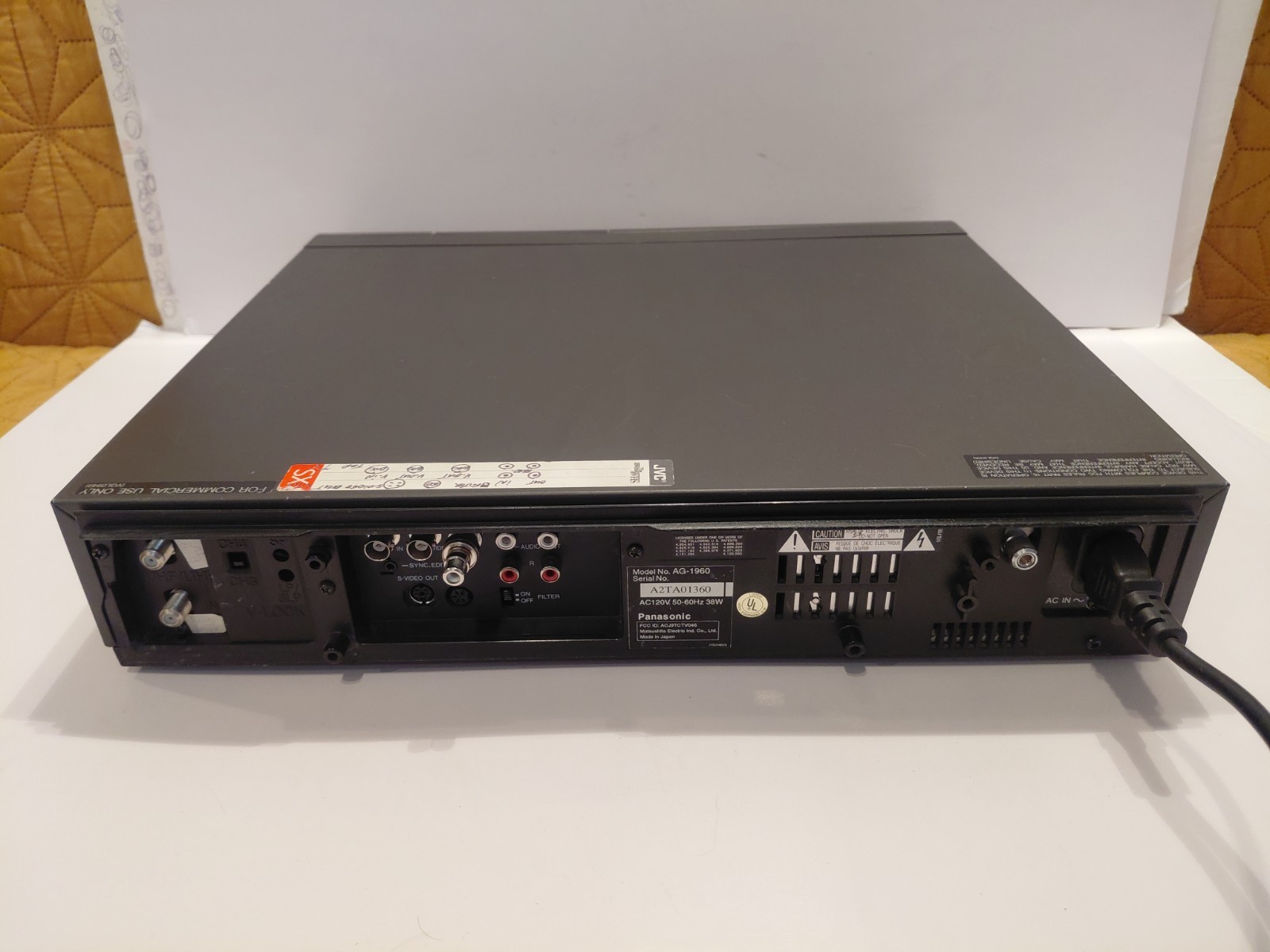 Panasonic AG-1960 Pro Line 4-Head SQPB VCR Video Cassette Recorder Works READ