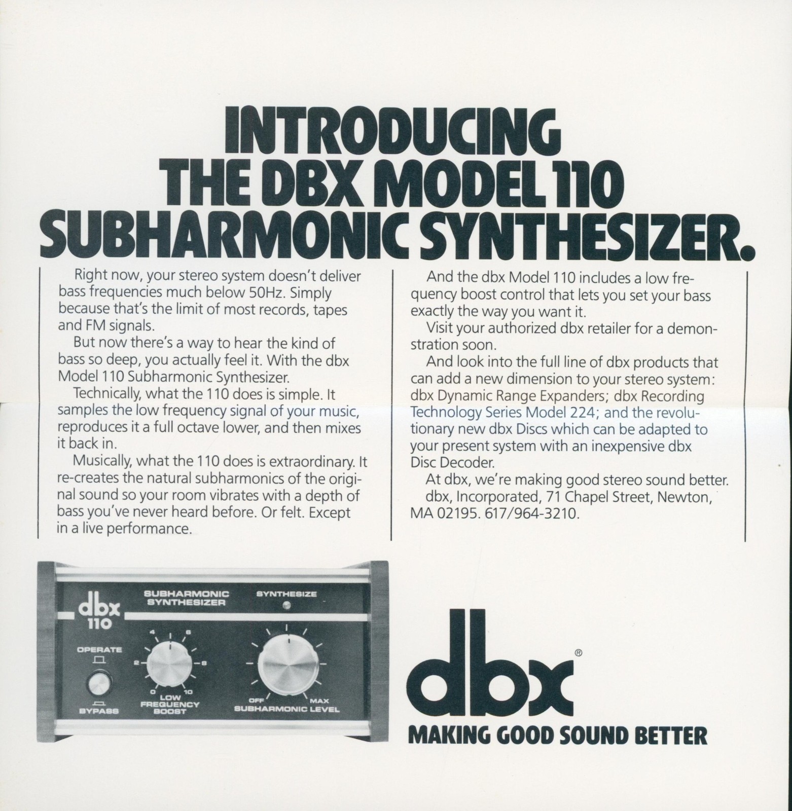 1973 dbx Record LP Noise Reduction Audiophile Synthesizer Dealer Brochure Lot