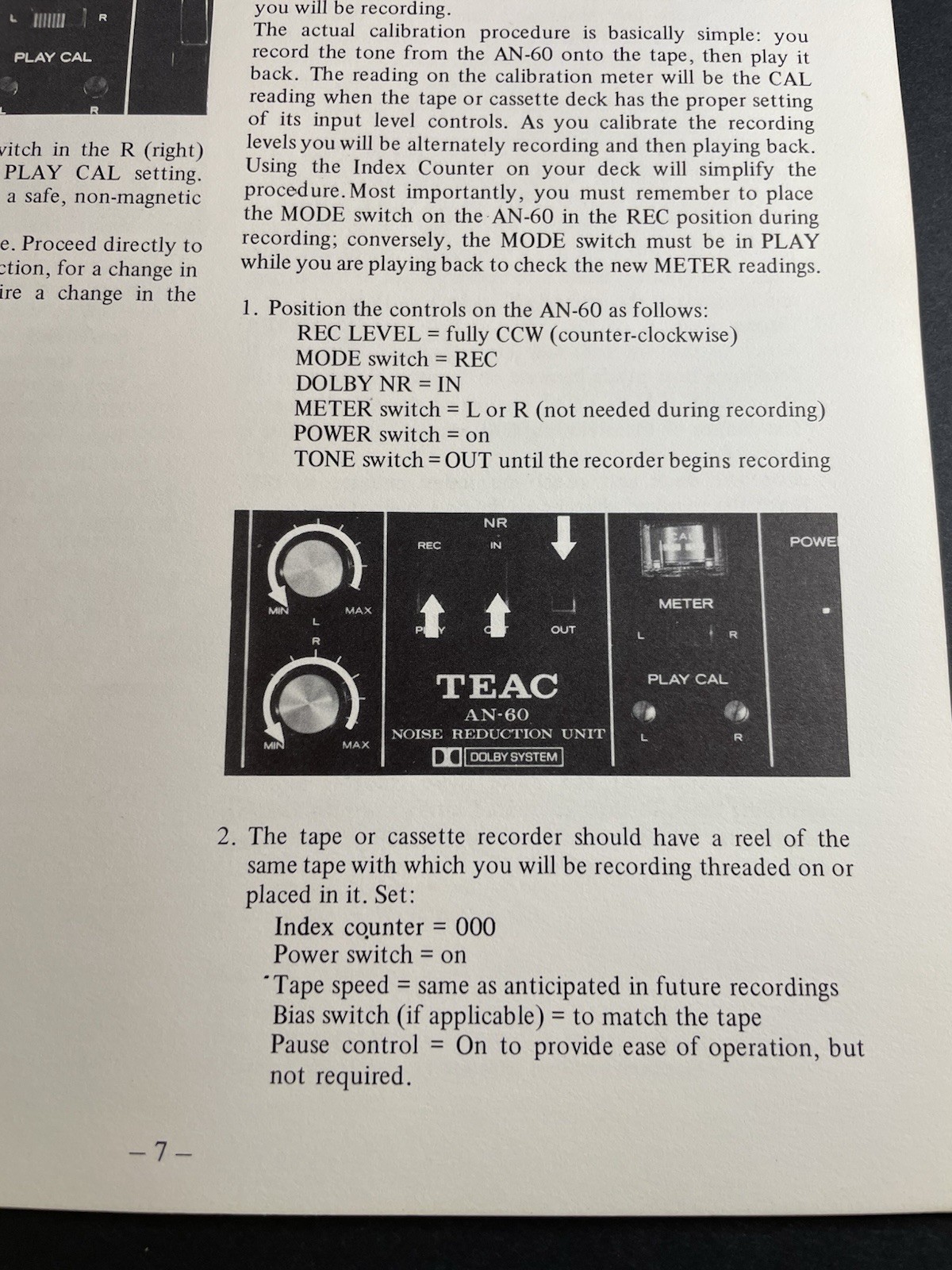 Vintage Original TEAC AN-60 Noise Reduction Unit Instruction Manual