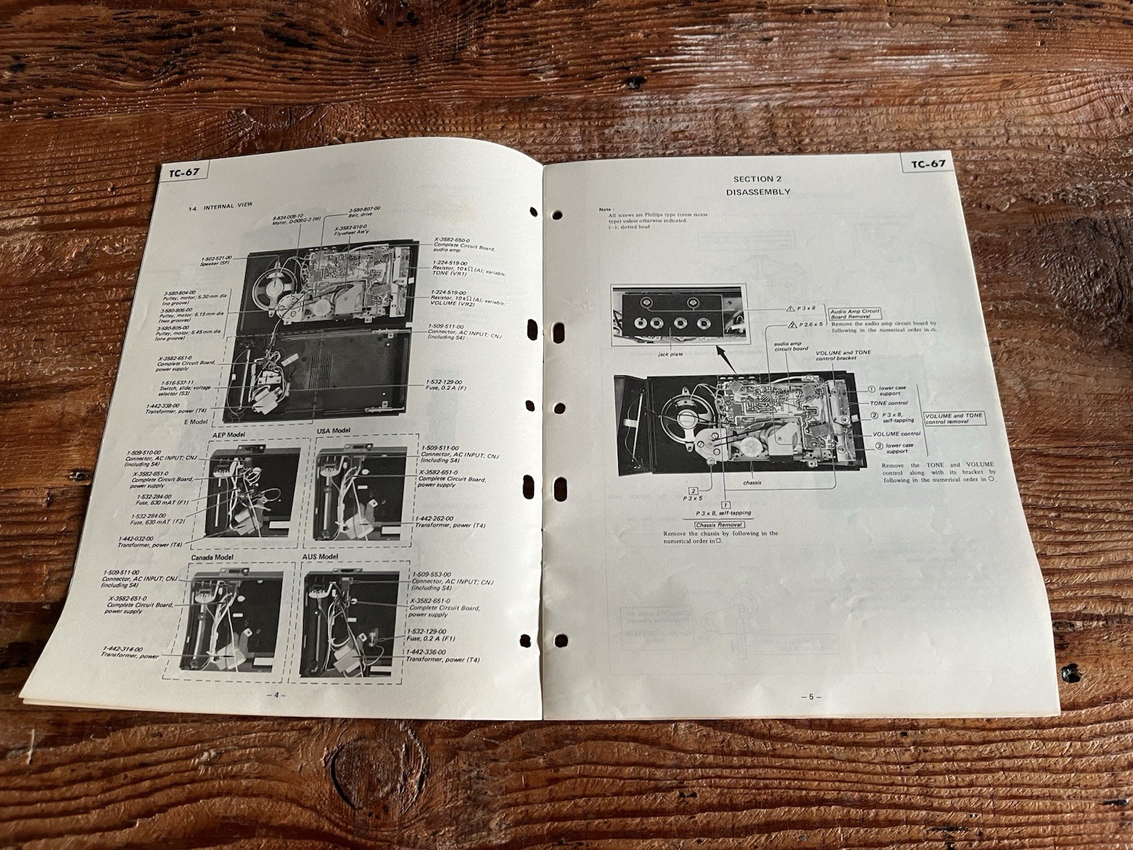 SONY Stereo Cassette Corder Tapecorder TC-67 Service Manual