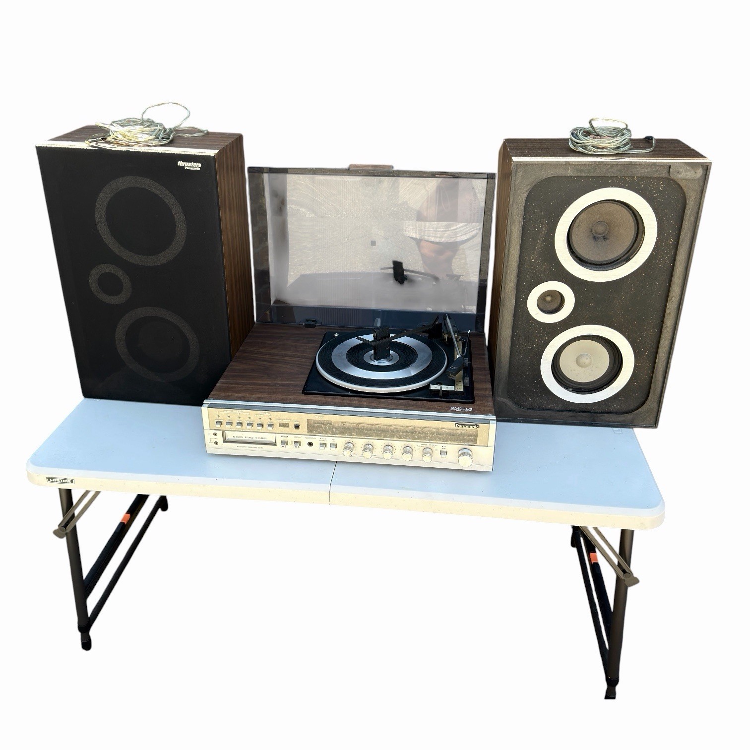 1970s Panasonic SE-2680 AM/FM Radio 8-Track Turntable Stereo System W/Speakers