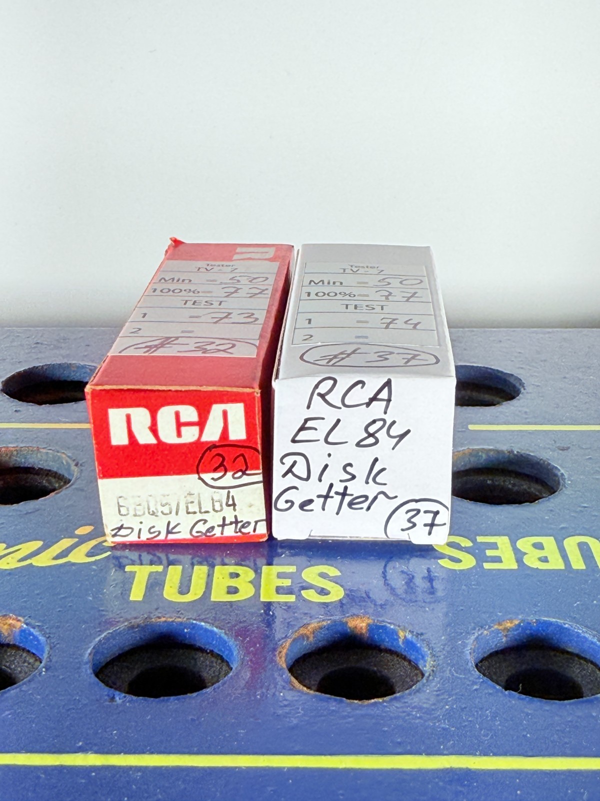 Matched Pair RCA 7189 EL84 6BQ5 Disk Getter Tested Good Tube