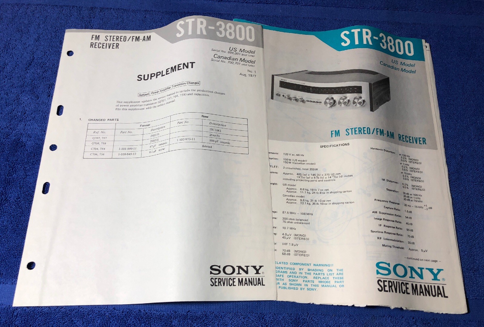 SONY STR-3800 FM STEREO/FM-AM RECEIVER ORIGINAL SERVICE MANUAL SCHEMATIC M221x