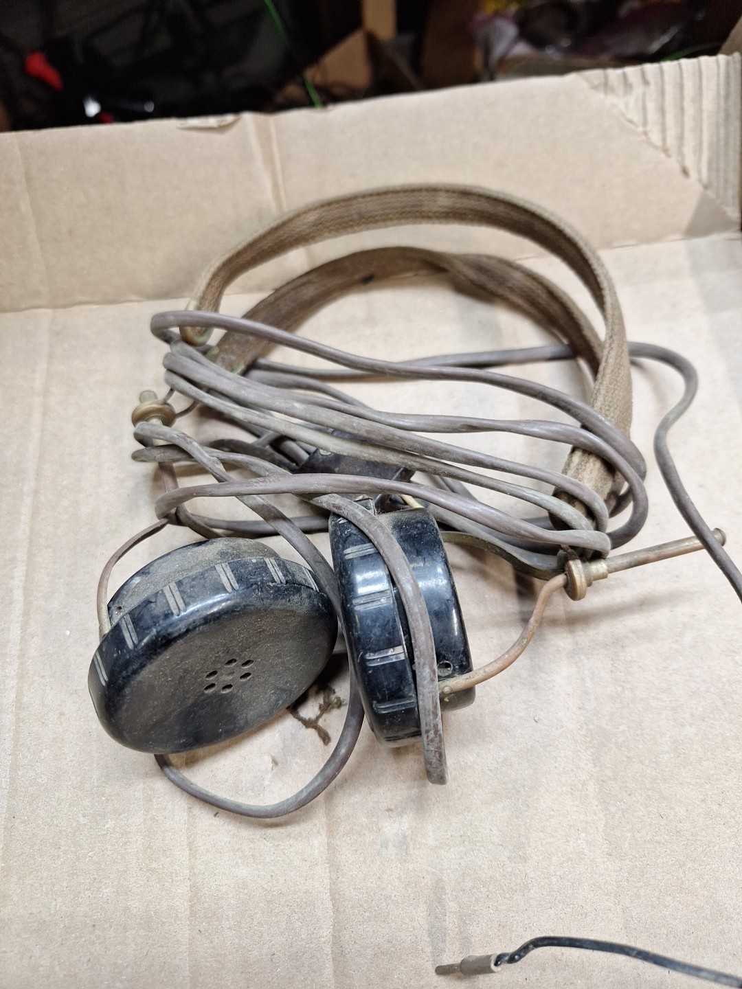 Vintage Unmarked Headphones Head Phones For Early Battery Radio TRF