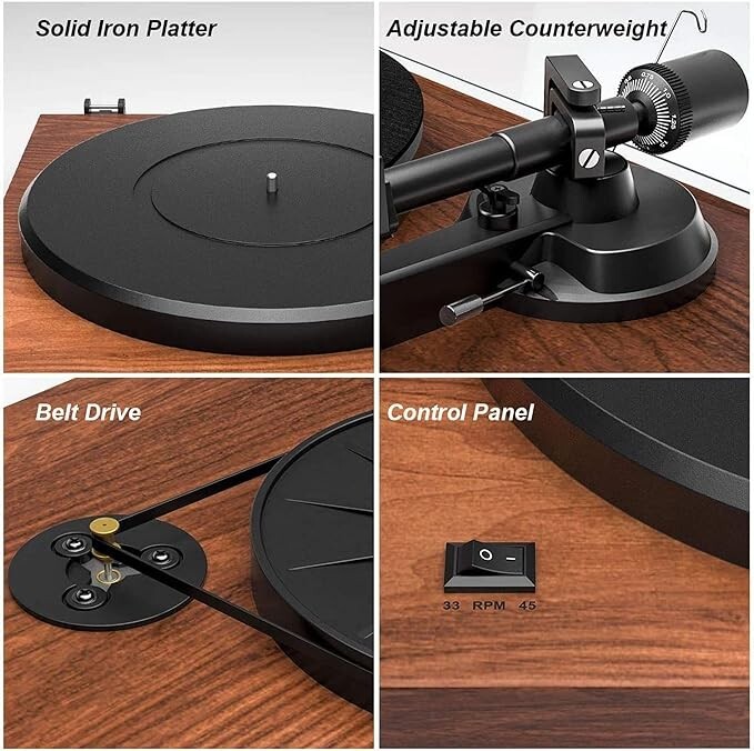 turnable, tocadiscos de vinilo, preamplificador de fono incorporado, transmisión