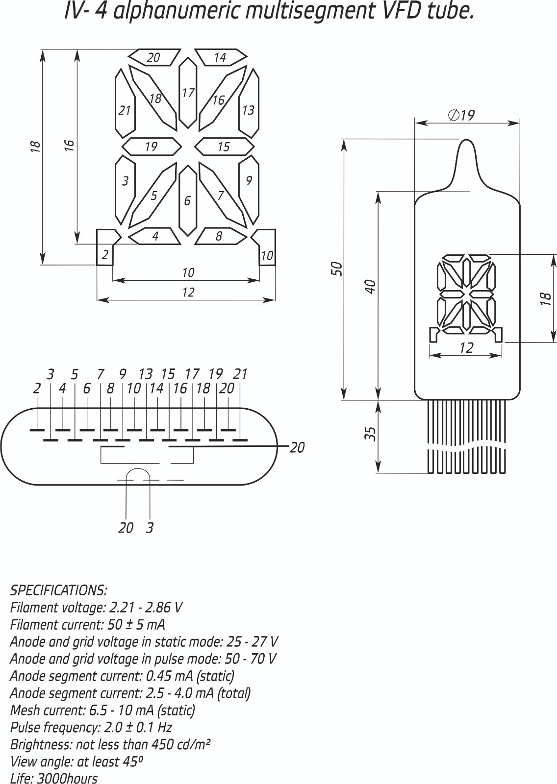 IV-4 multisegment VFD Tube (USA Seller)